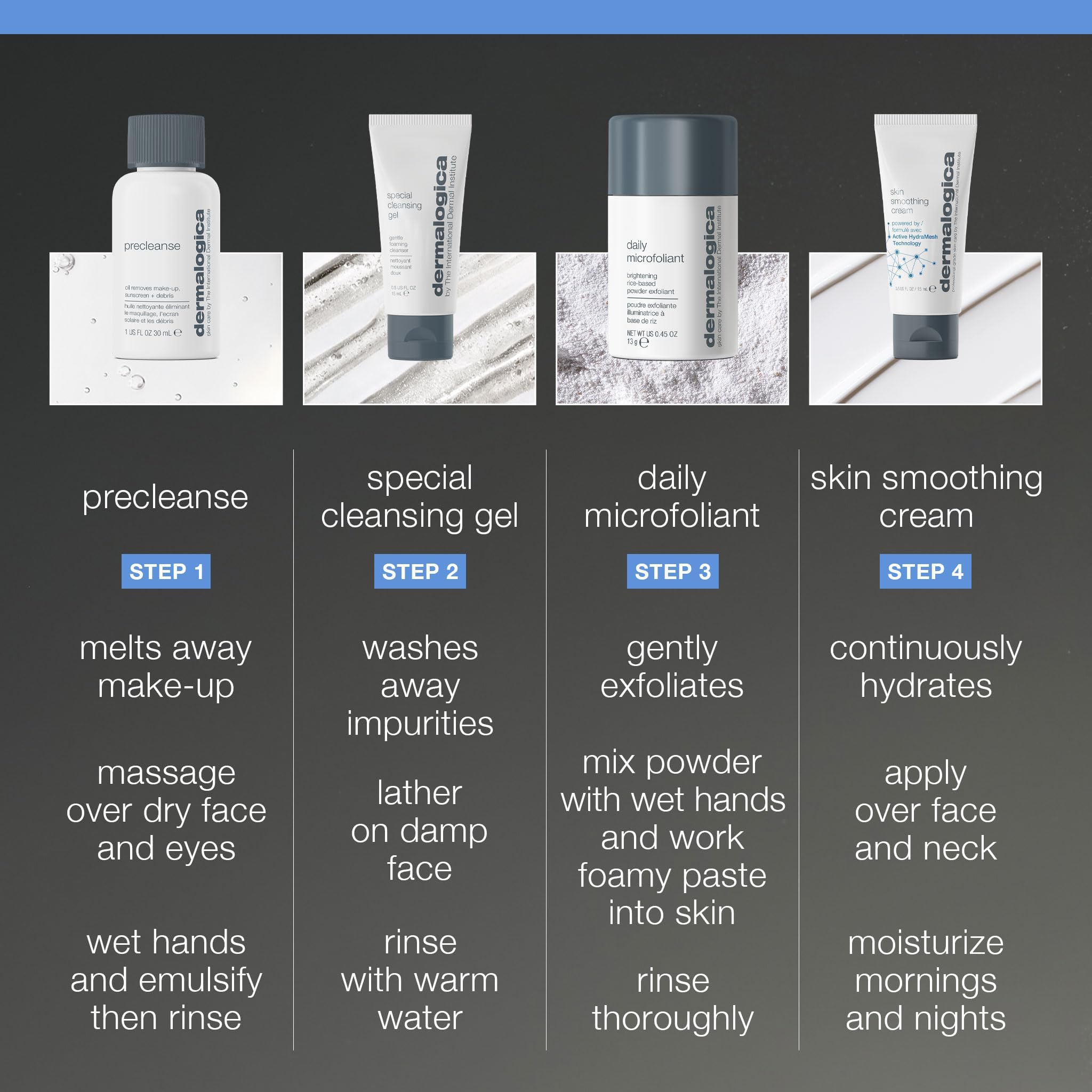 Dermalogica Skincare Set - Travel Sized Cleansing, Exfoliating, and Moisturizing Kit