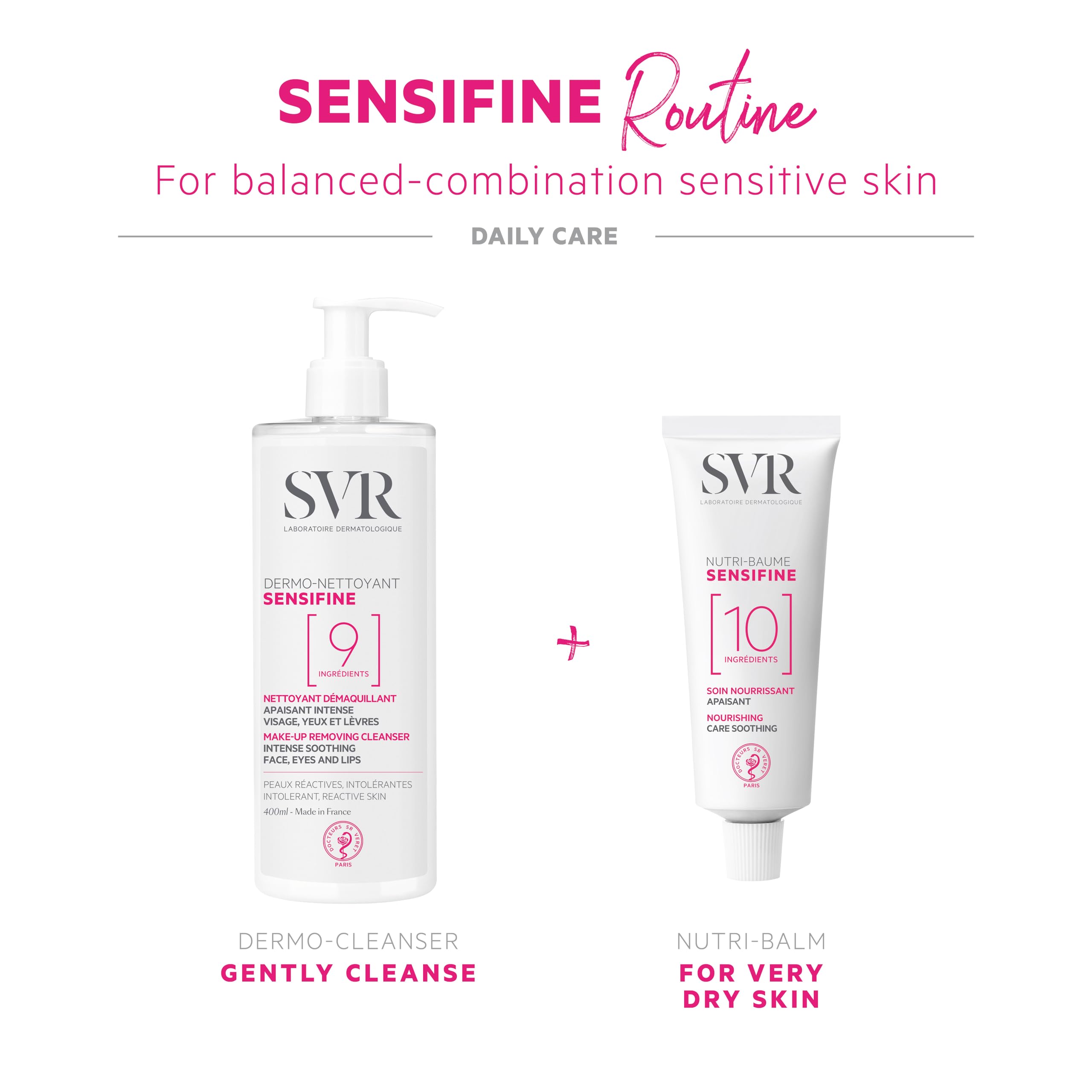 SVR Sensifine Dermo Nettoyant Facial Cleanser & Makeup Remover - Gentle, Dermatologically Tested, 400ml