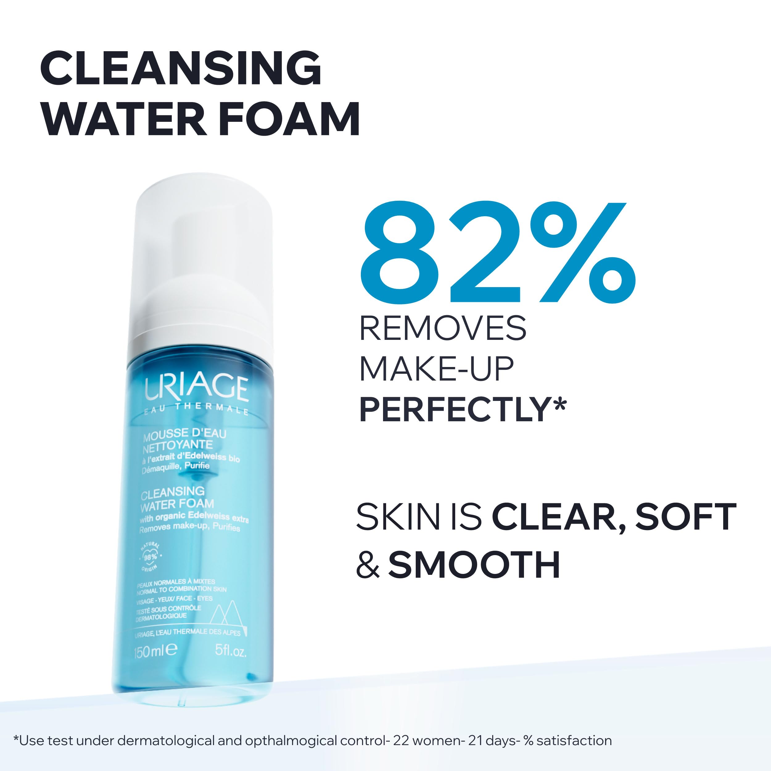 Uriage Gentle Facial Cleansing Foam & Makeup Remover - Suitable for Normal & Combination Skin Types