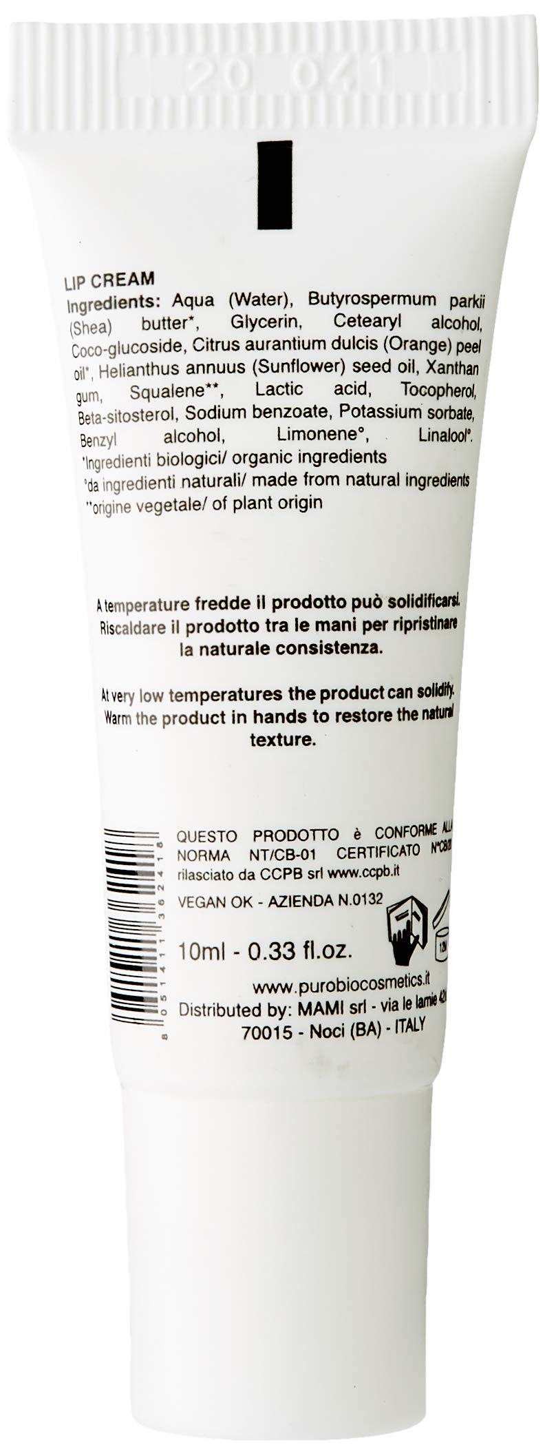 PuroBio Organic Lip Cream - Natural Moisturizing Lip Care with Shea Butter