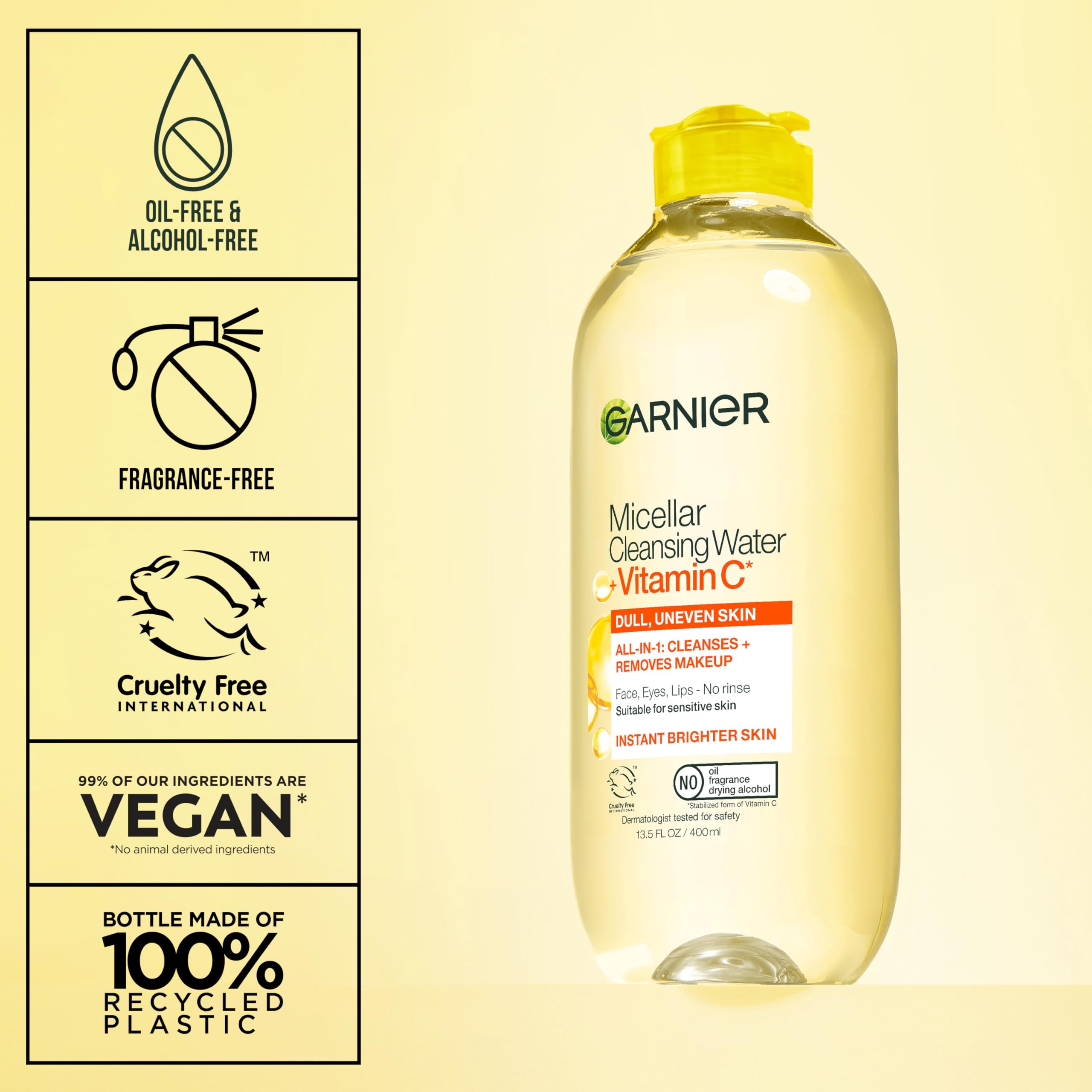 Garnier Micellar Water with Vitamin C - 13.53 fl oz Gentle Makeup Remover & Cleansing Water