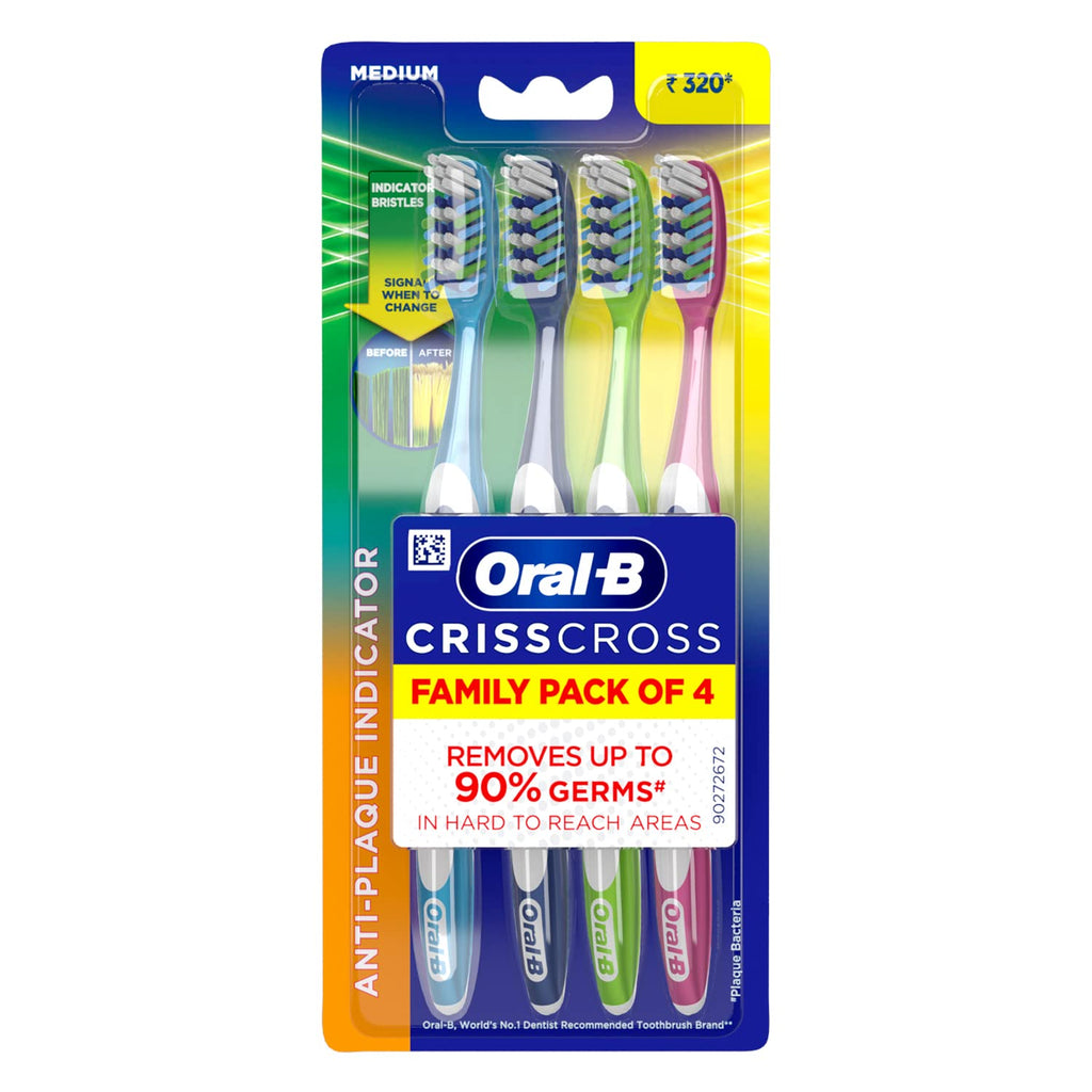 Oral-B Manual Toothbrush Medium Bristle 1+1 Pack - Effective Oral Hygiene for Daily Cleaning