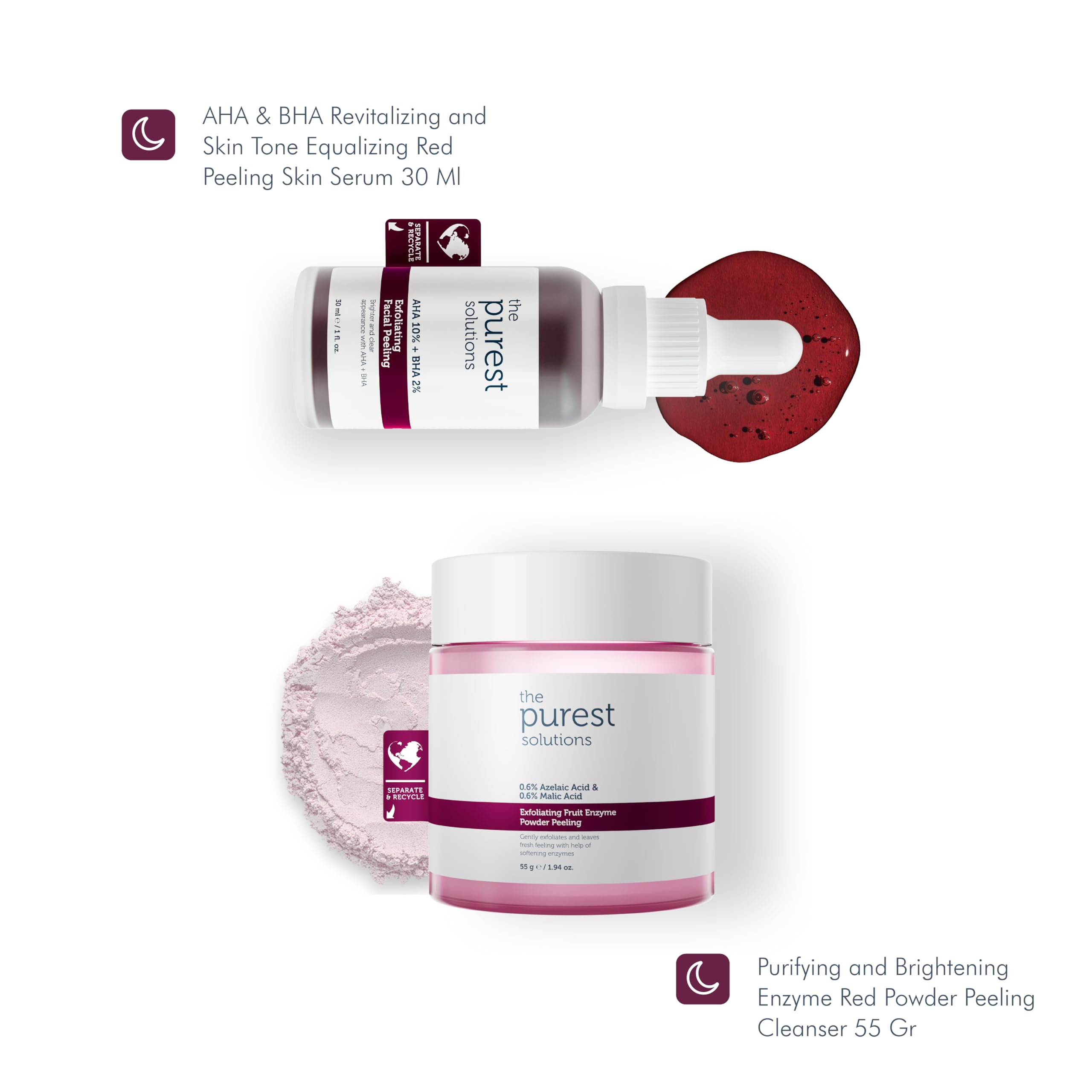 The Purest Solutions Exfoliating Facial Peeling - AHA BHA Exfoliant with Tasmanian Pepper & Hyaluronic Acid - 1.01 fl oz