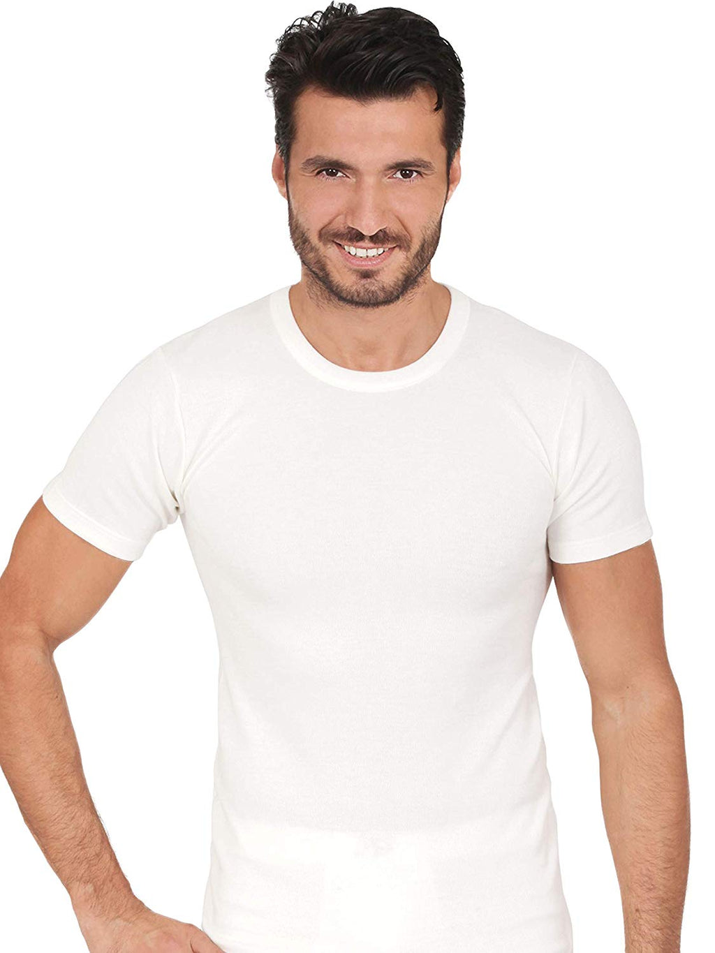 tittimitti MaRe Premium Quality Cotton Wool Blend Men's V-Neck Neck T-Shirt. Proudly Made in Italy (460) — detail close-up