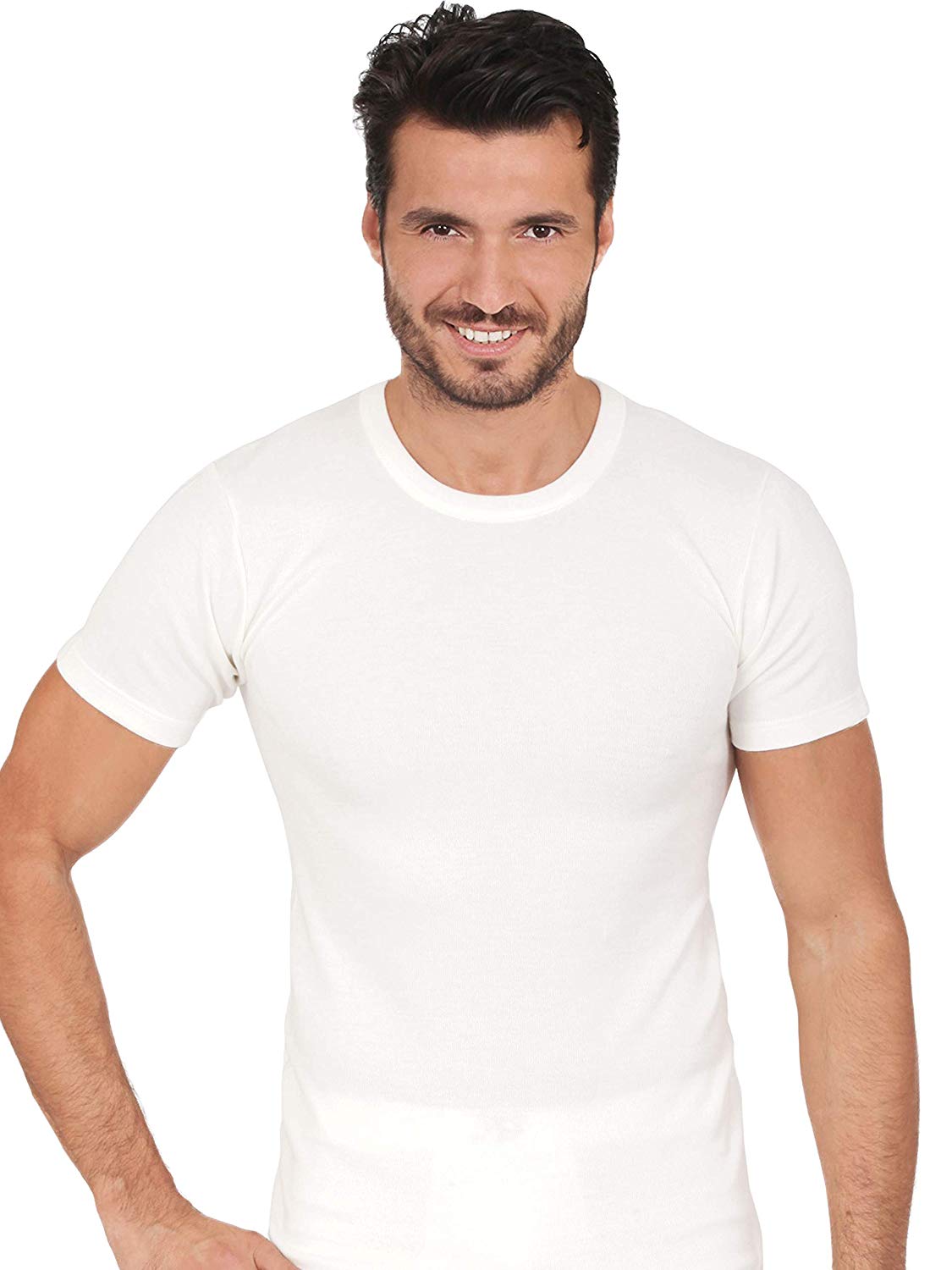 tittimitti MaRe Premium Quality Cotton Wool Blend Men's V-Neck Neck T-Shirt. Proudly Made in Italy (460) — detail close-up