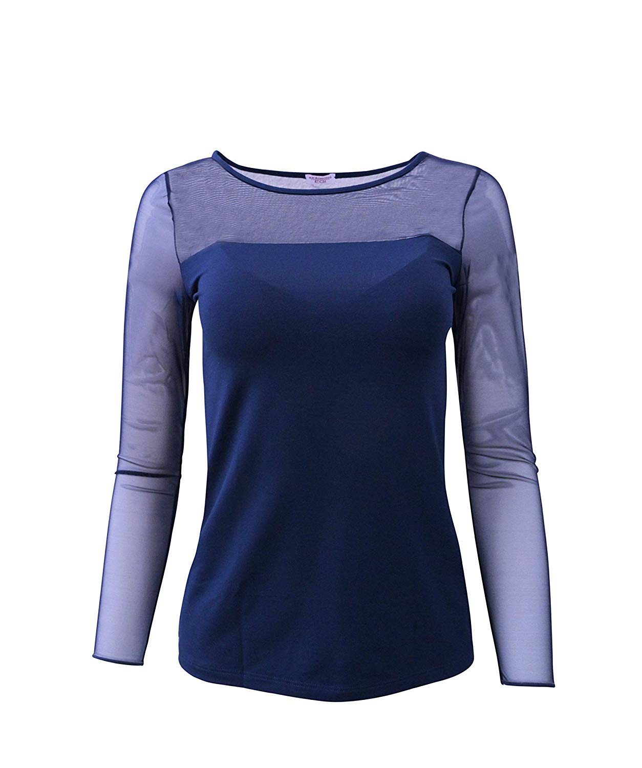 tittimitti EGI Luxury Modal Women's Tulle Top Long Sleeved. Proudly Made in Italy. — detail close-up