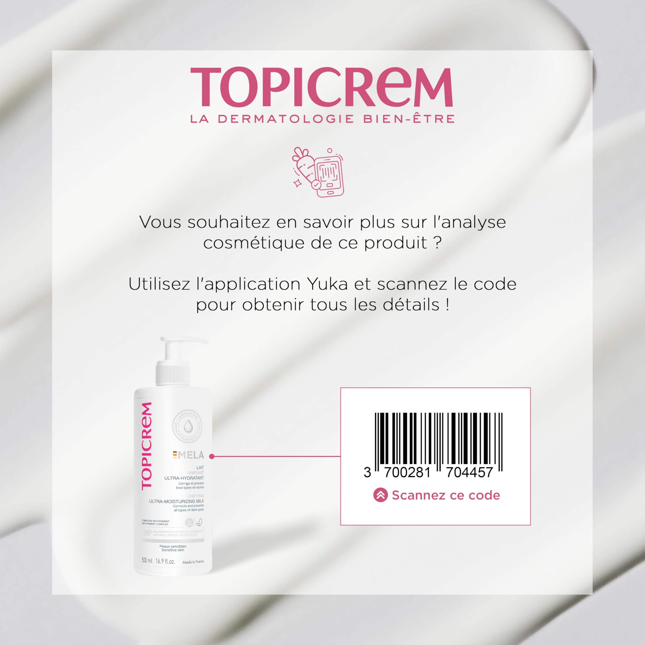 Topicrem Mela Lait Unifiant Ultra Hydratant 500ml