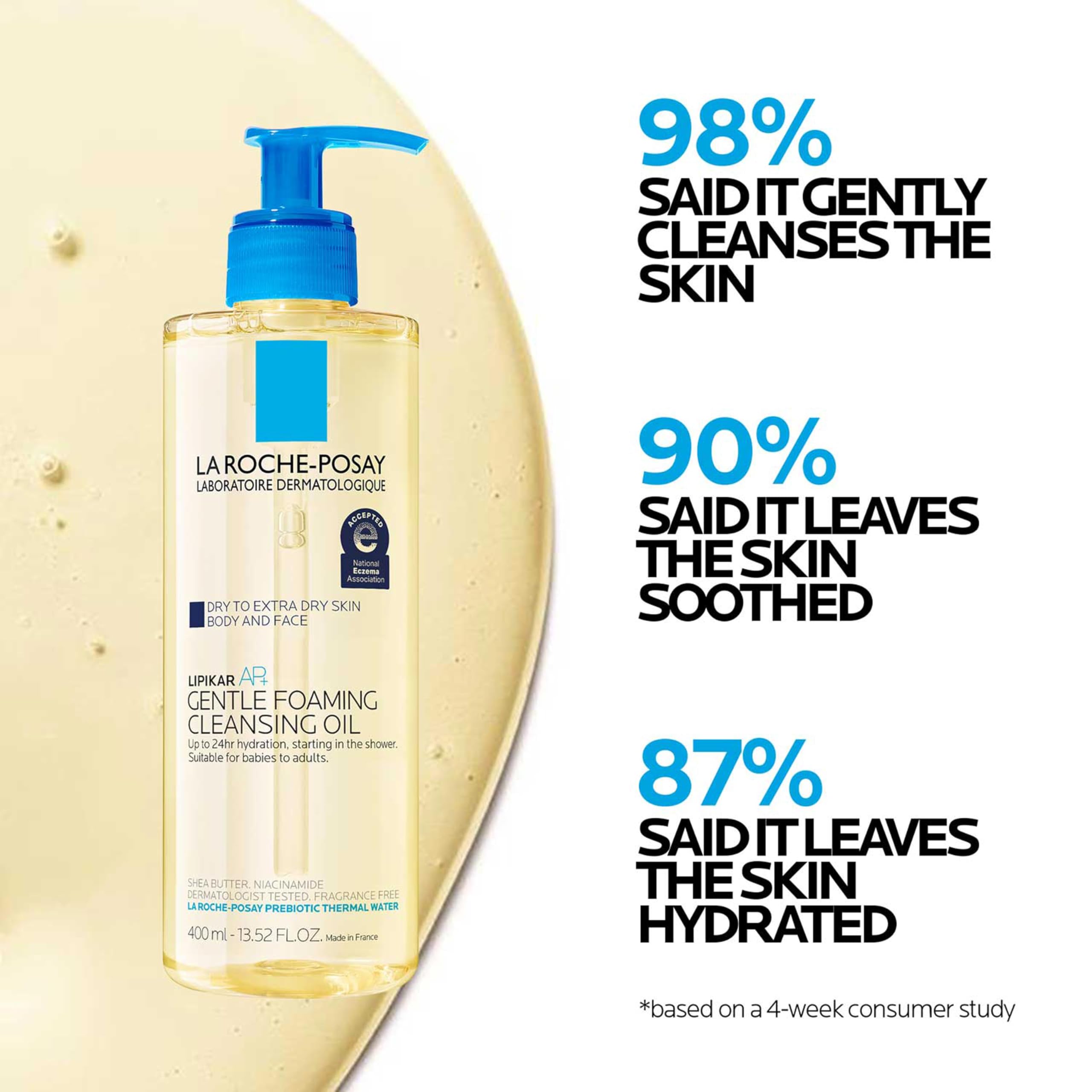 La Roche-Posay Lipikar AP+ Cleansing Oil for Sensitive Skin, Hypoallergenic & Moisturizing, 13.53 fl oz