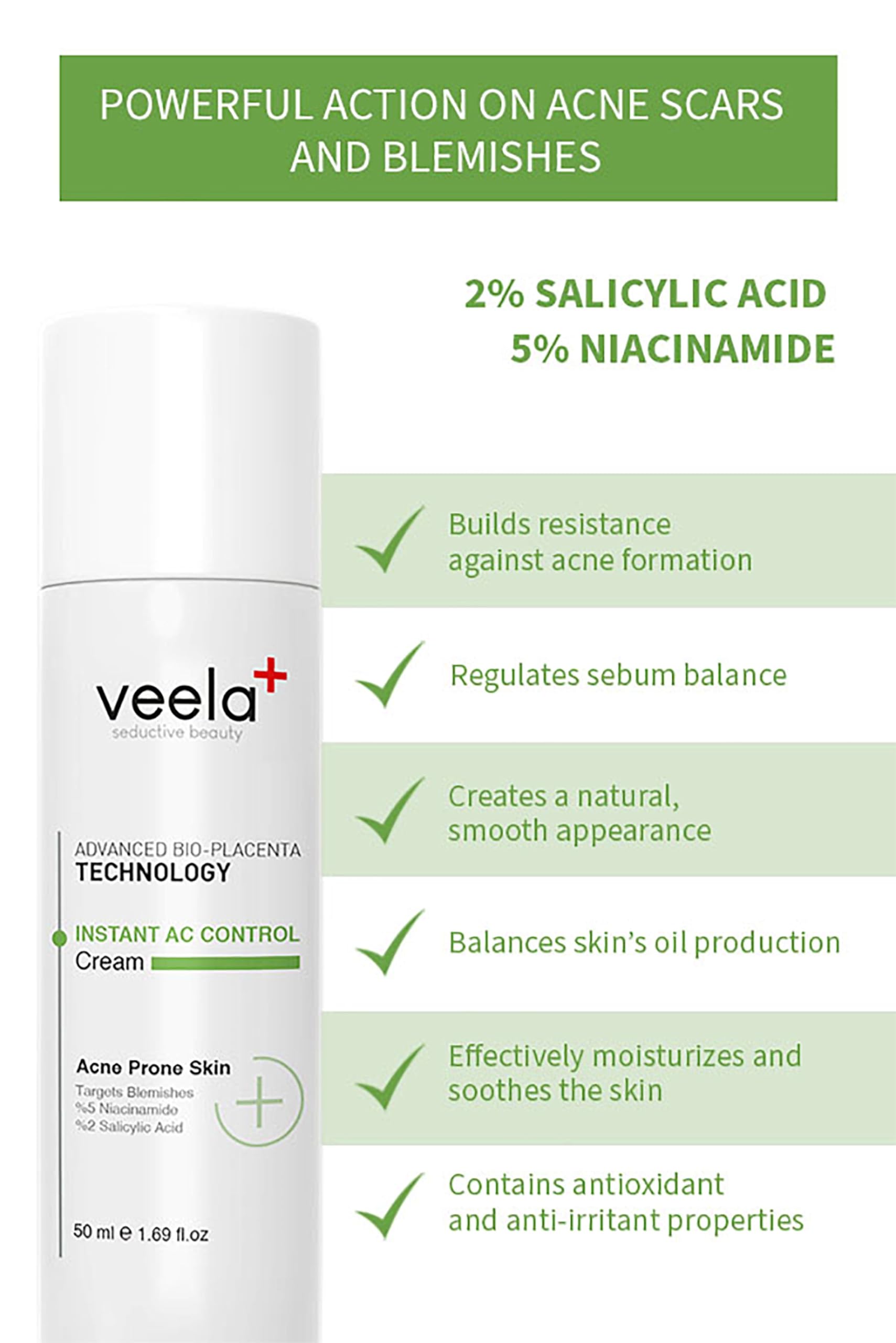 Veela Sebum Balancing Moisturizer for Acne-Prone Skin - Oil Control, Non-Comedogenic, 1.69 fl oz