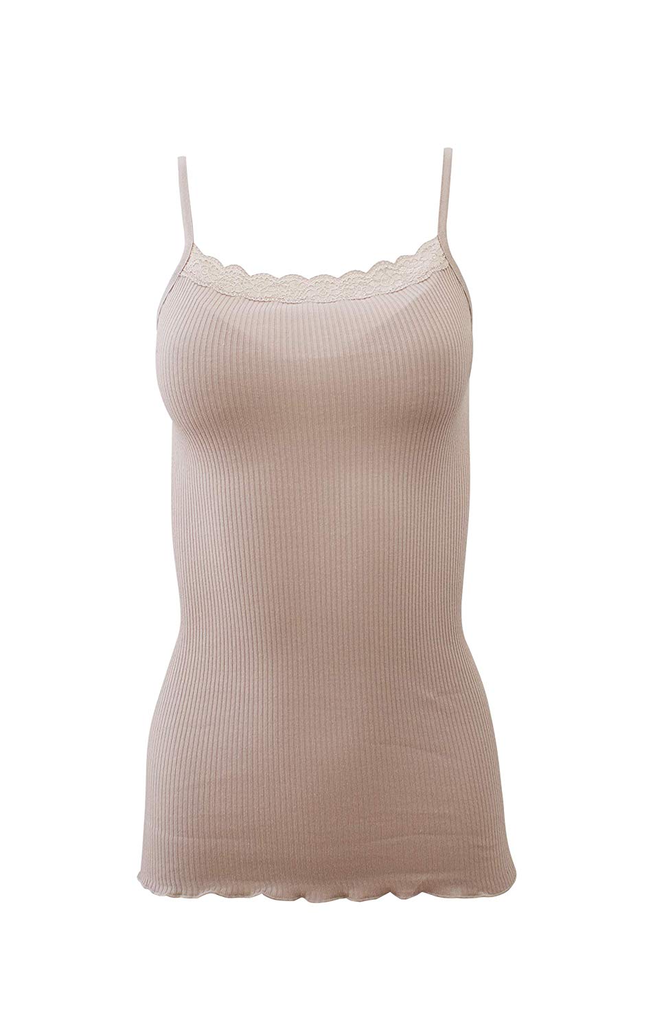 tittimitti BASIC COTTON Free Spirit Premium Quality 100% Cotton Women's Camisole with Lace Trim. — back view