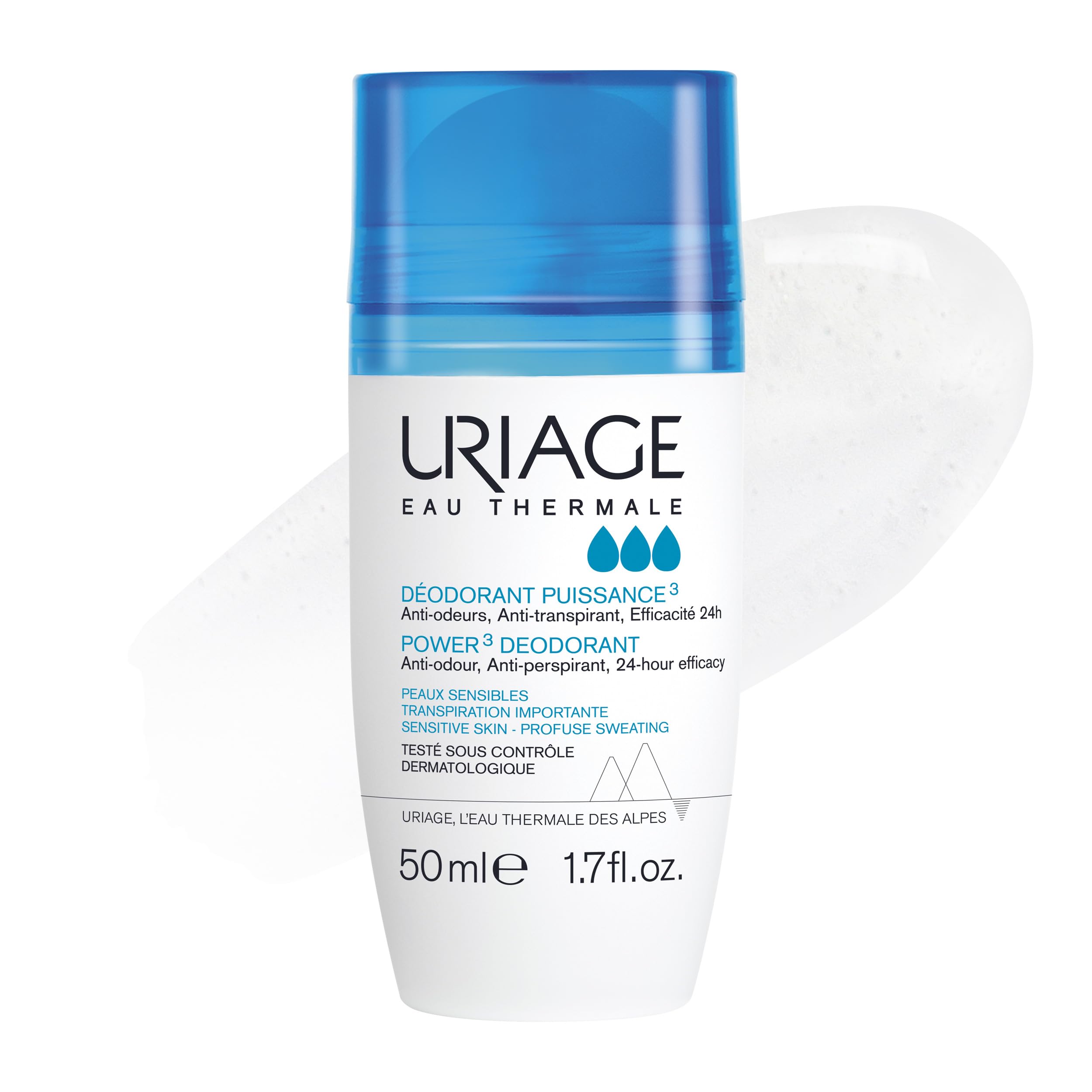 Uriage Uriage Power 3 Deodorant Roll-on - Anti-Perspirant, Paraben-Free, Natural Deodorant for Effective Odor Protection