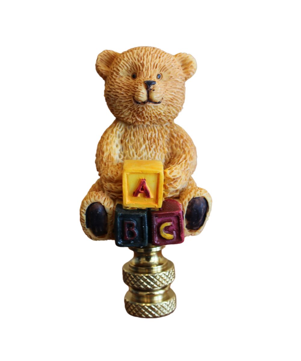 Teddy Bear Decorative Lamp Finial Antique Brass Base, 2.75"h – LampsUSA