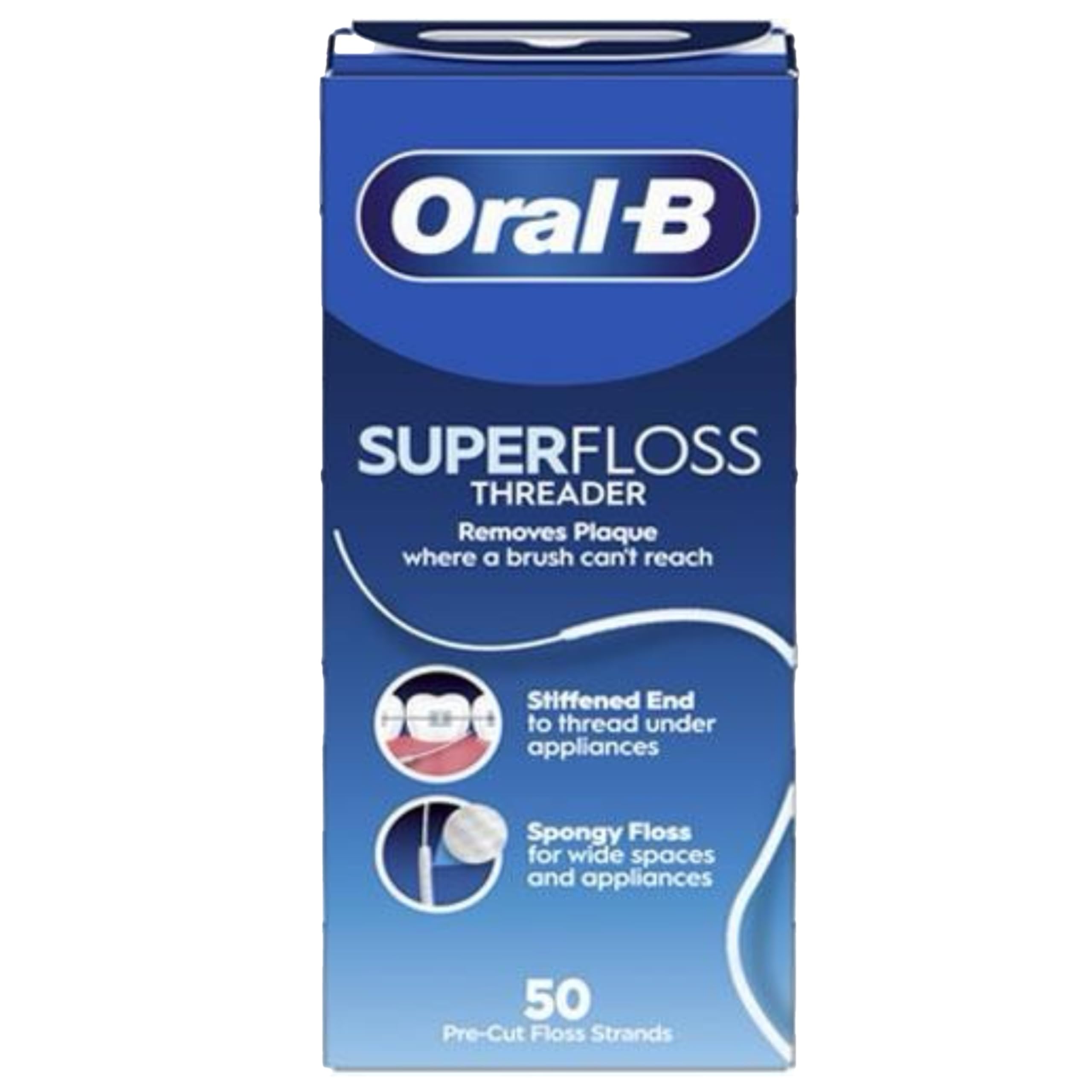 Oral-B Super Floss 50 Count - Effective Interdental Cleaning for Braces and Bridges