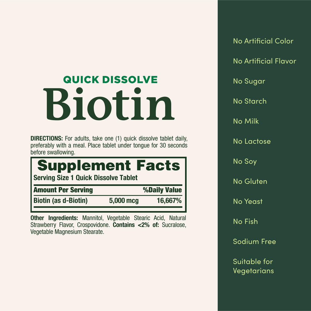 Nature's Bounty Biotin 2500 mcg 60 Tablet