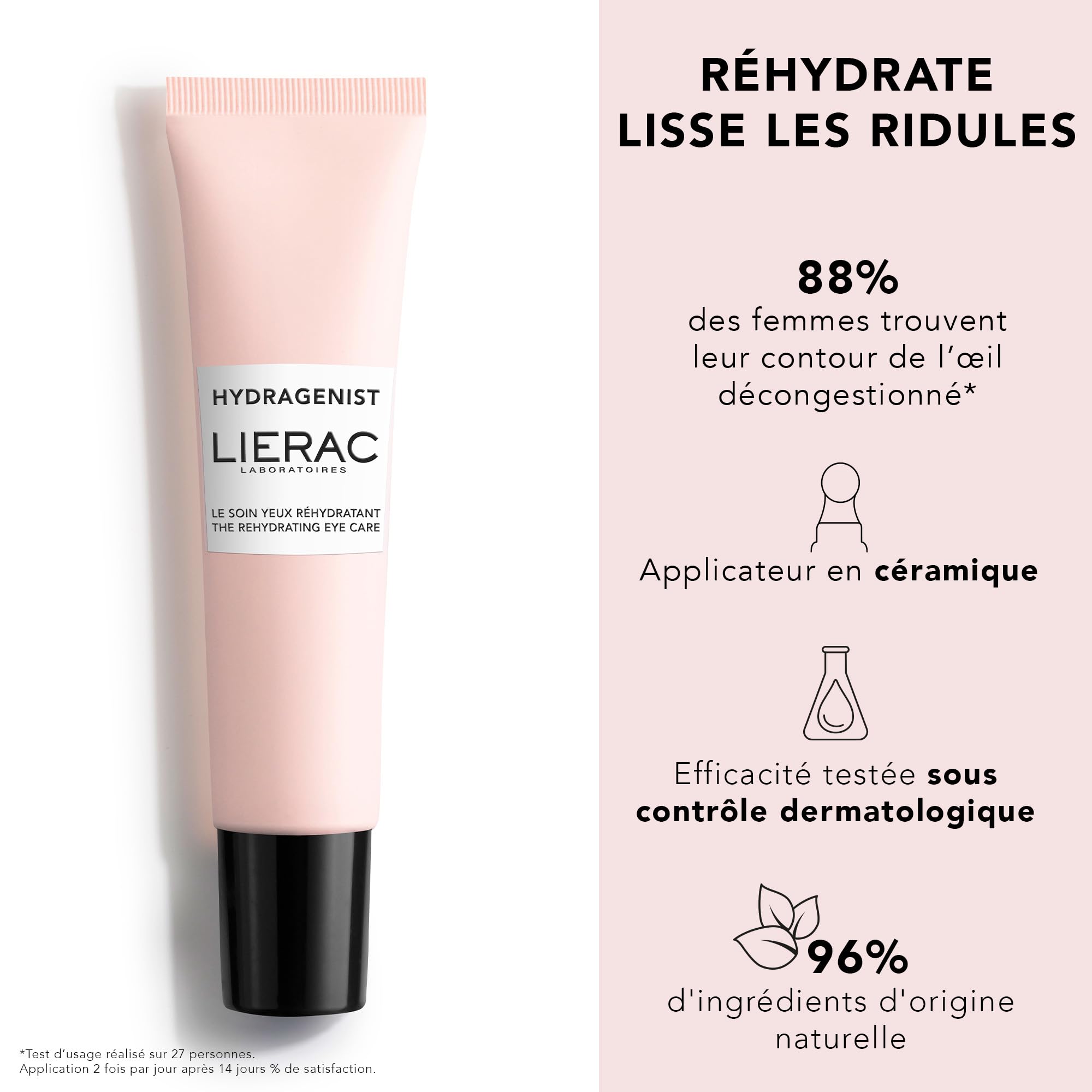 Lierac Hydragenist Eye Cream - Hydrating, Natural, Sensitive Skin Friendly 15ml