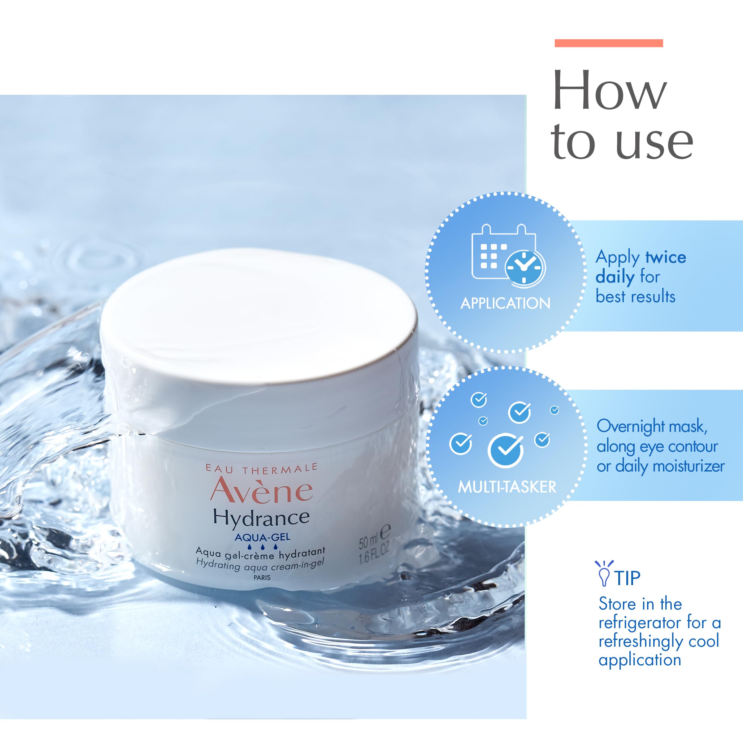 Avene Hydrance Aqua Gel Cream - Moisturizing Cream for Sensitive Skin - Hydrating Gel Cream 1.69 fl oz