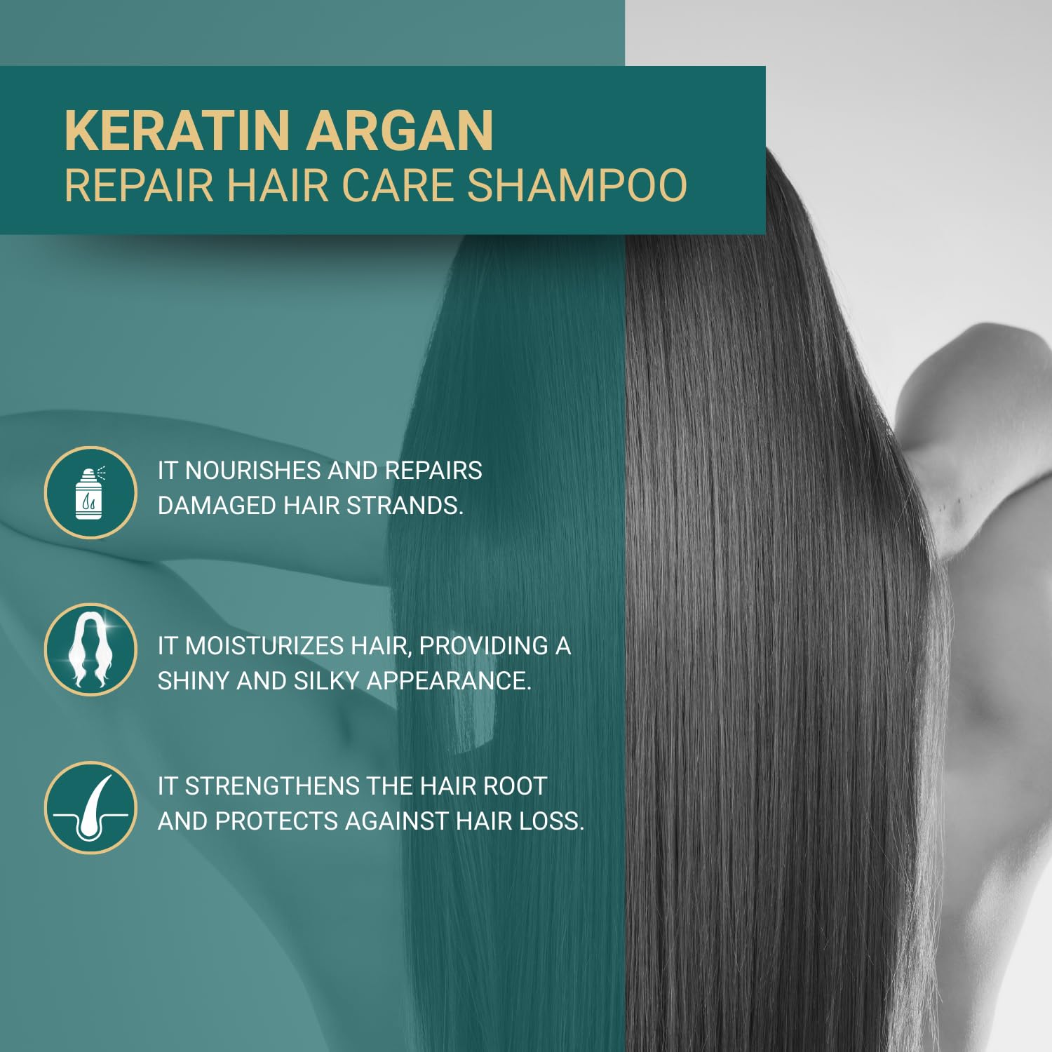Bioxcin Keratin & Argan Repair Shampoo for Damaged Hair - 10.14 fl oz