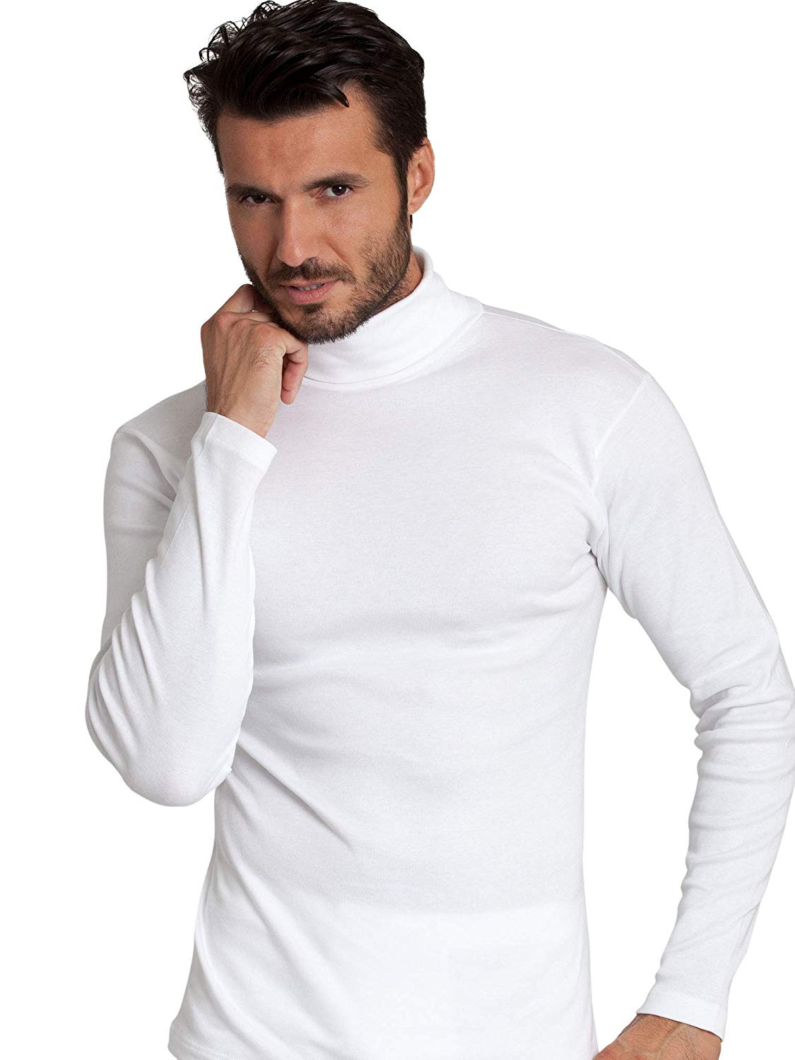 BASIC COTTON Free Spirit Premium Quality 100% Brushed/Fleece Cotton Men's Turtleneck Made in Italy (955) — view 5