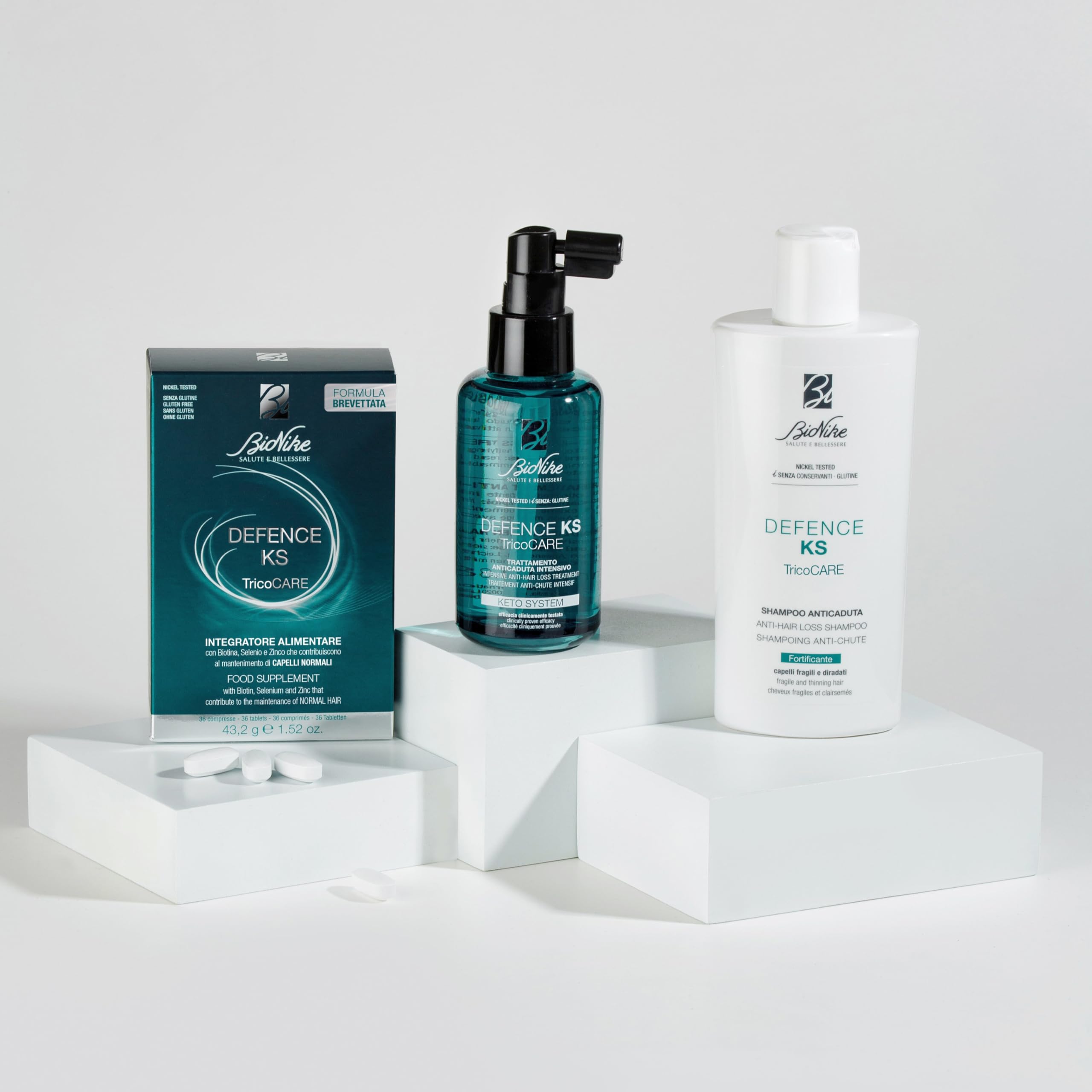 BioNike Defence KS Anti-Hair Loss Shampoo - Gentle, Biotin & Niacinamide Enriched Formula for Thinning Hair, 6.76 fl oz