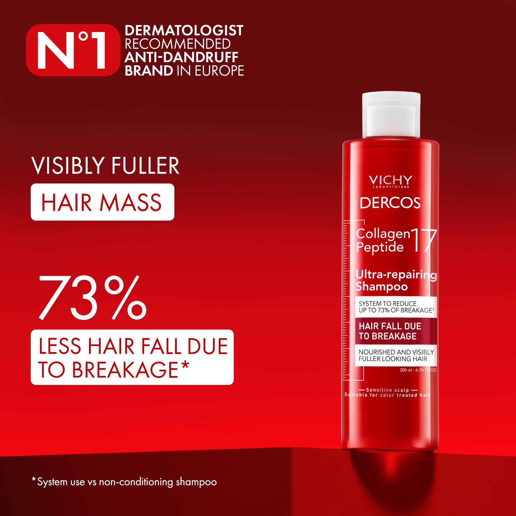 Vichy Dercos Anti-Grease Shampoo for Excessive Oiliness Control, Dermatologically Tested, 200ml