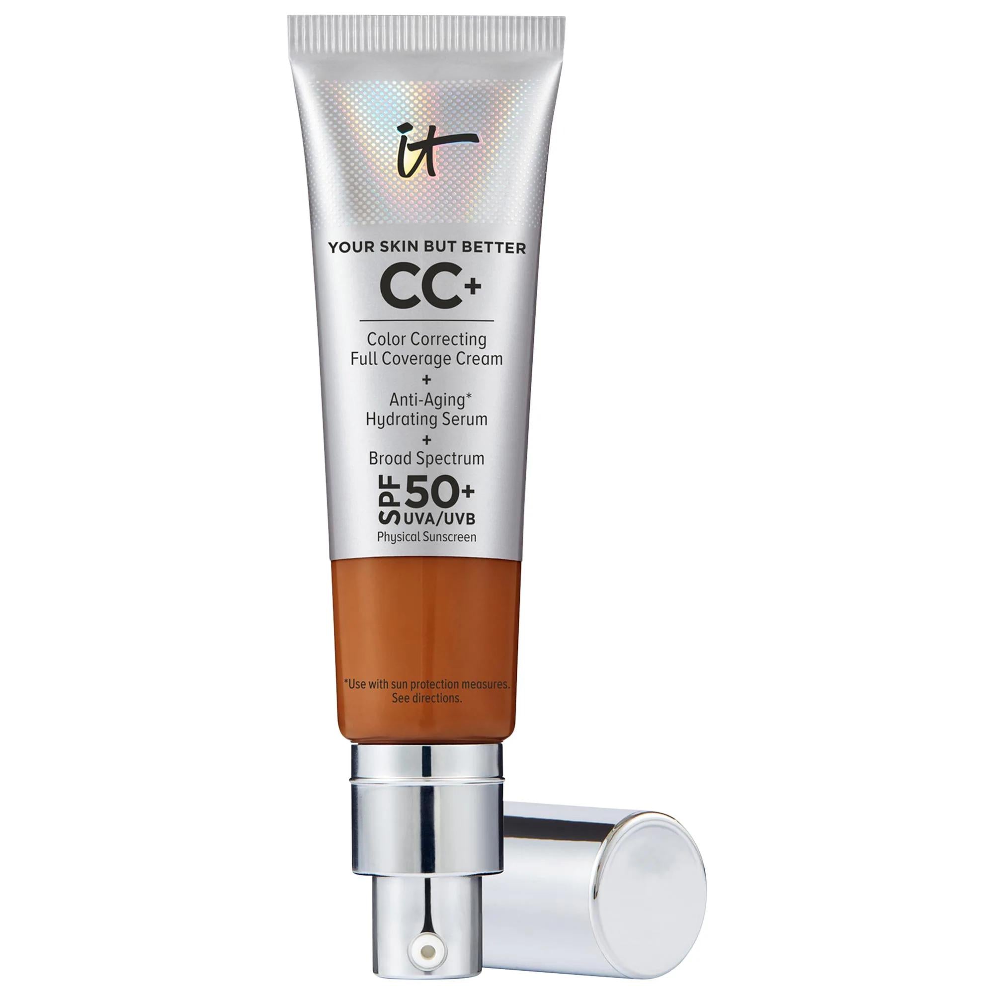 IT Cosmetics CC+ Cream Full Coverage Foundation SPF 50+: Hydrating, Anti-Aging, Color Correcting & Natural Finish - Conceals Acne Scars, Redness & Uneven Skin Tone