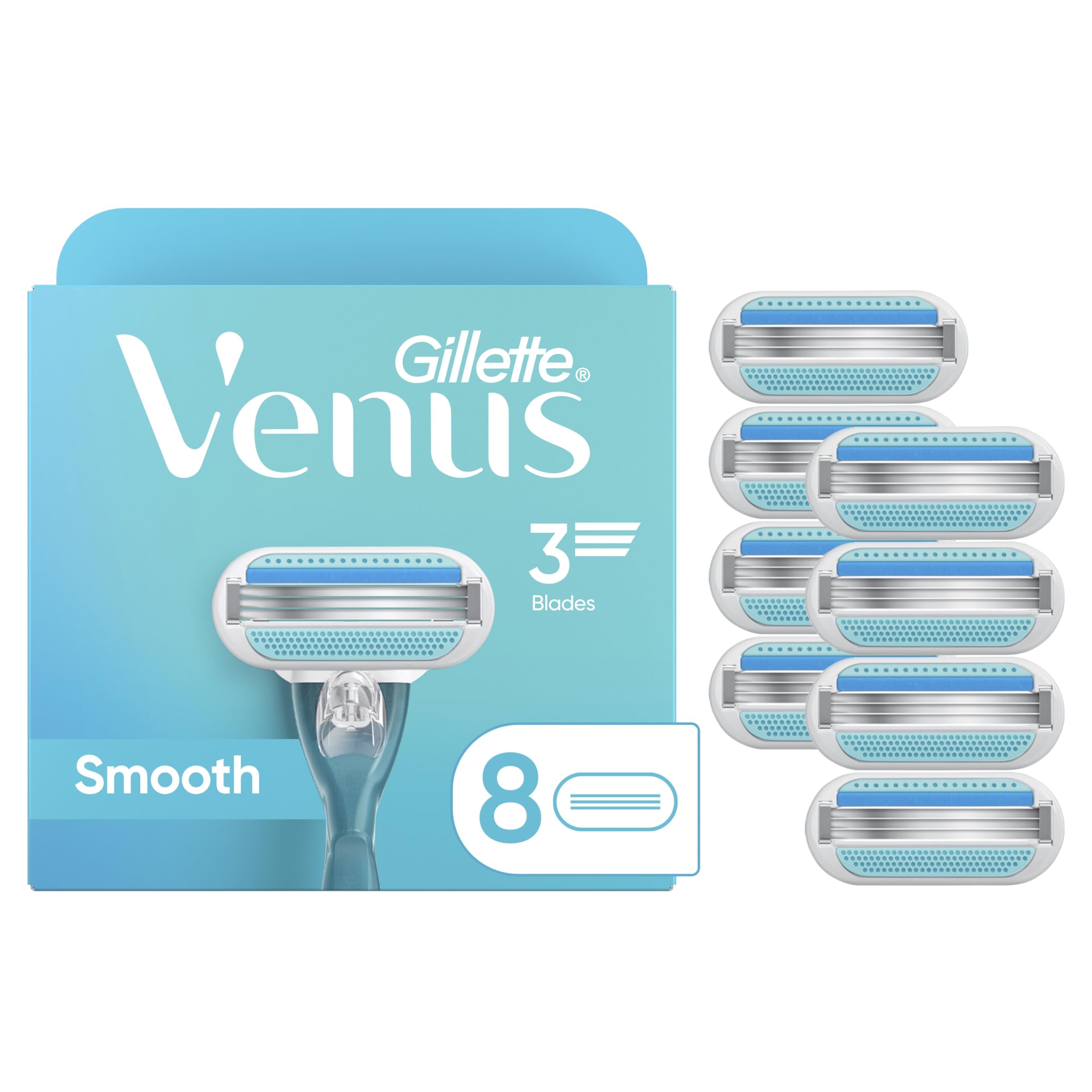 Gillette Venus Smooth Razor Blades 8 Count - For Women's Shaving