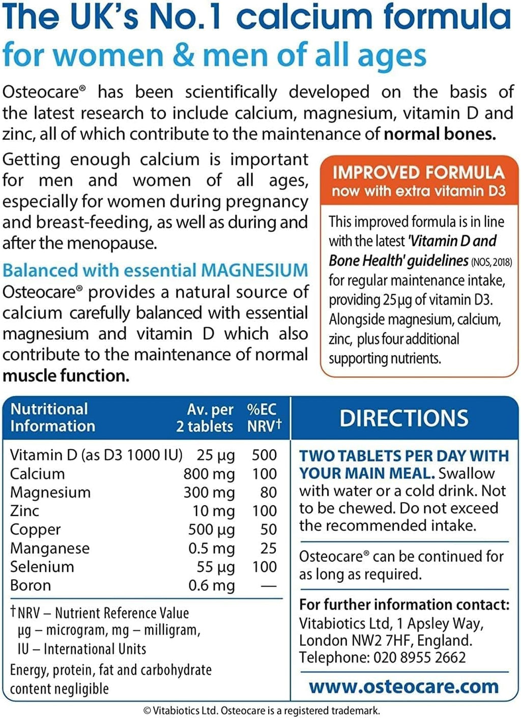Vitabiotics Osteocare 90 Tablets
