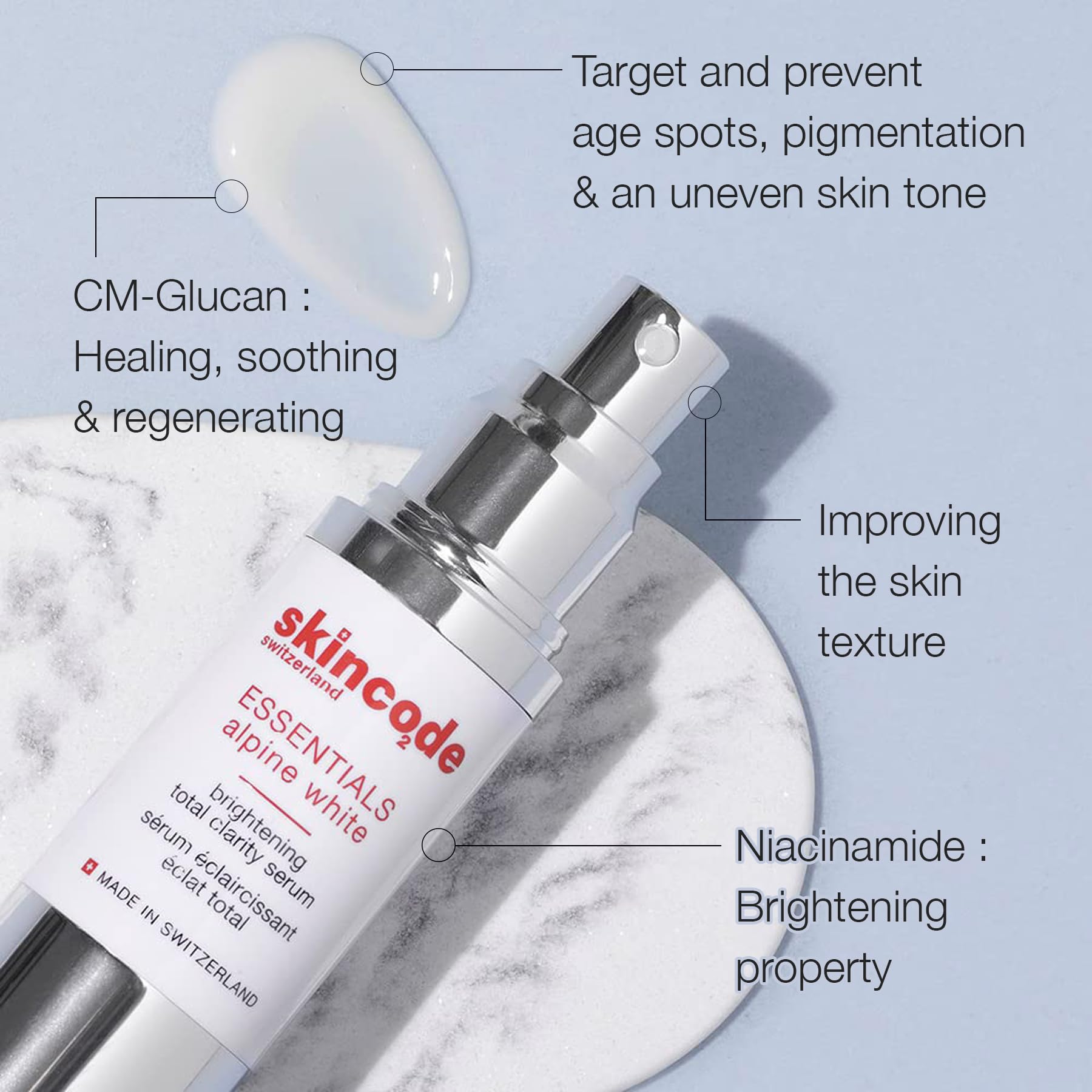 Skincode Brightening Total Clarity Serum - Niacinamide & Antioxidant Facial Serum for Brighter, Hydrated Skin
