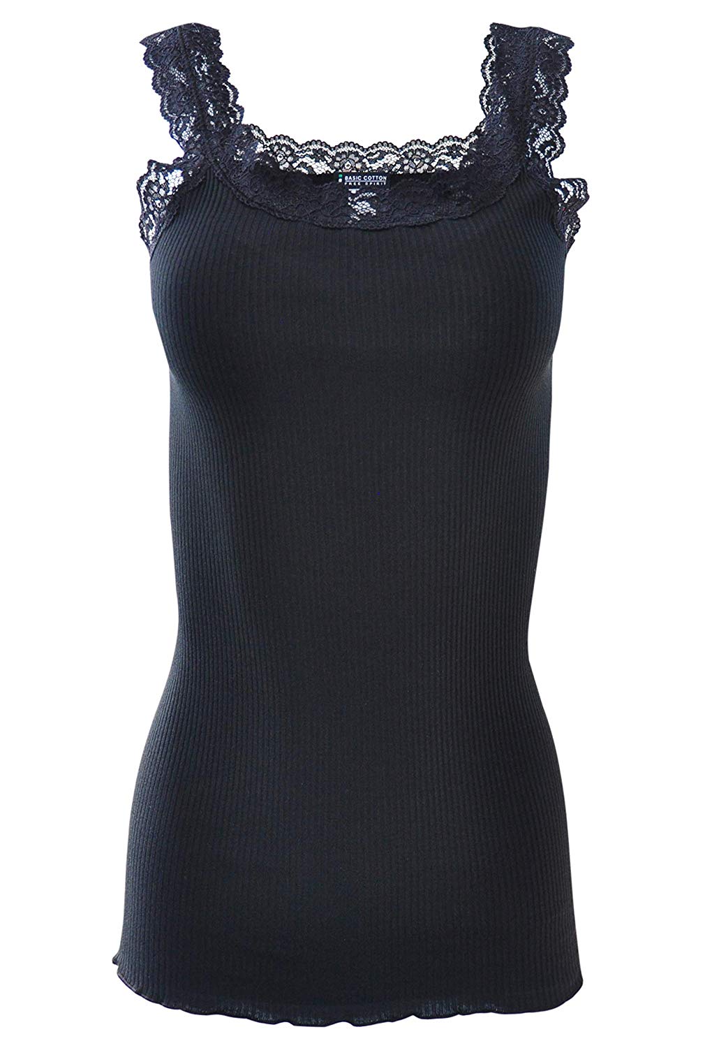 tittimitti BASIC COTTON Free Spirit Premium Quality 100% Cotton Women's Lace Trim Tank Top Made in Italy — main product shot