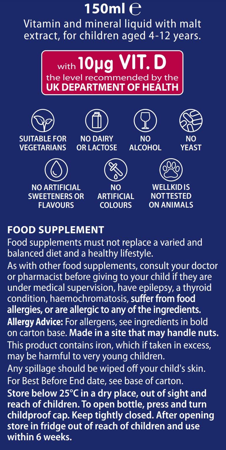 Vitabiotics Wellkid Immune Liquid 150ml Orange Flavored