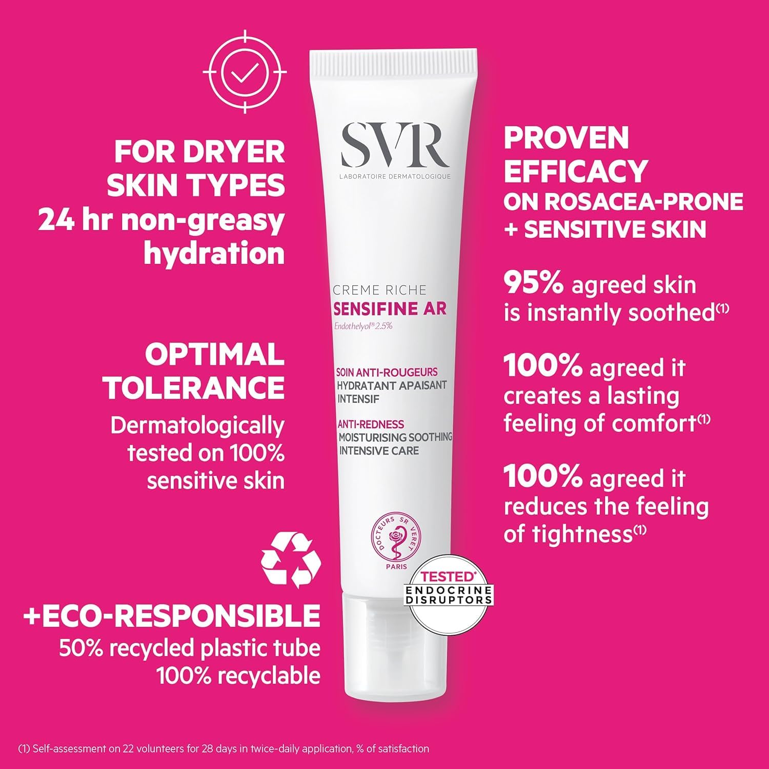 SVR Sensifine AR Creme Riche 40ml - 24-Hour Hydration Moisturizing Cream for Sensitive Skin