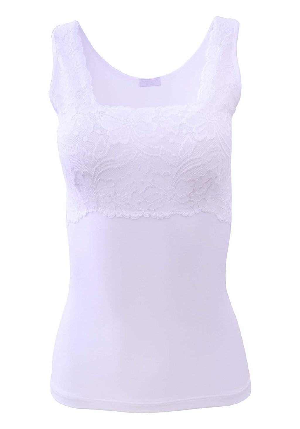 tittimitti EGI Luxury Modal Women's Lace-Trimmed Tank Top. Proudly Made in Italy (1137) — detail close-up