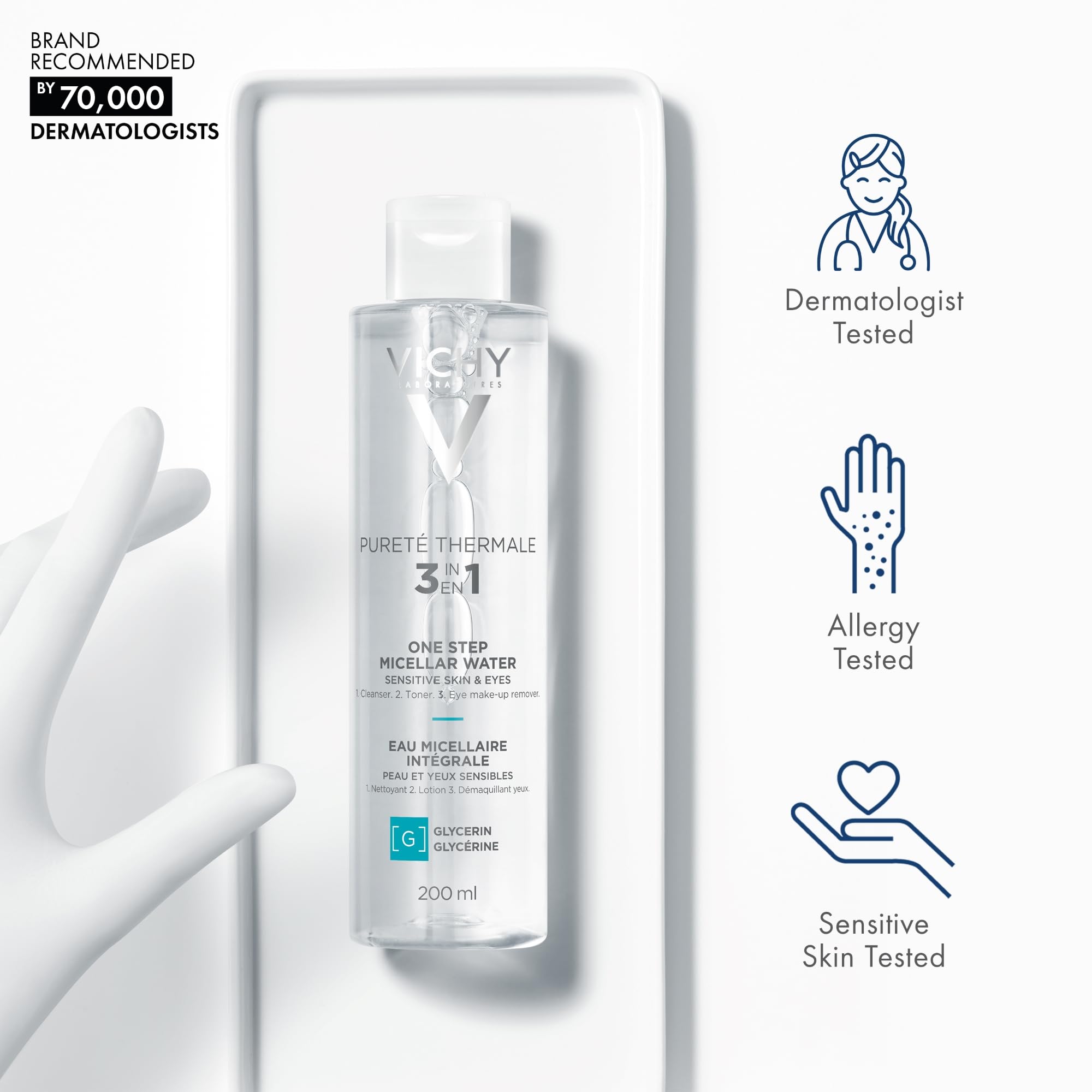 Vichy Mineral Micellar Water - Gentle Makeup Remover & Cleanser for Sensitive Skin