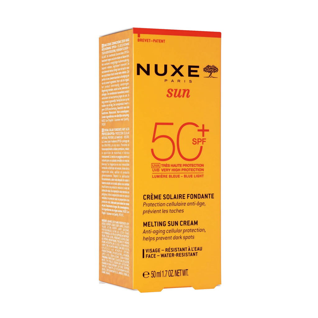Nuxe Sun Creme Fondante Visage Haute Protection Spf50 - Non-Comedogenic Facial Sunscreen with Moisturizing Benefits