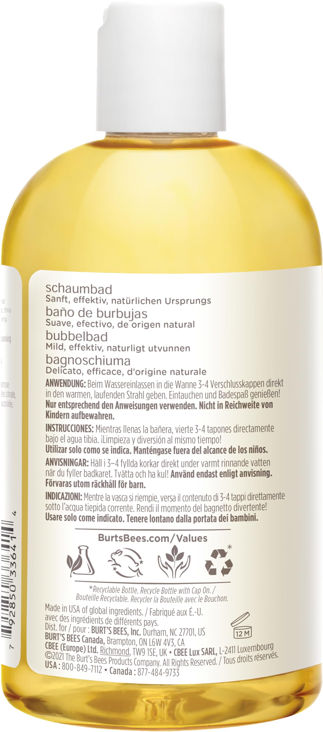 Burts Bees Hypoallergenic Baby Bath Foam 11.83 fl oz - Gentle, Moisturizing, Paraben-Free for Sensitive Skin