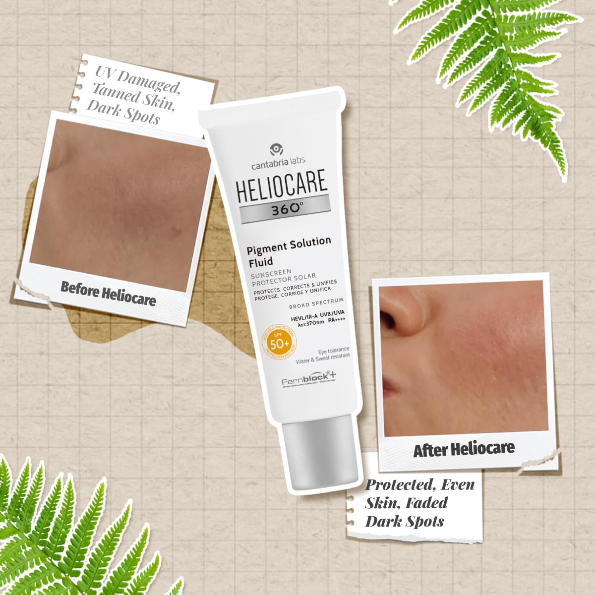 Heliocare Sunscreen Fluid SPF50+ - Water-Resistant, Non-Greasy, For All Skin Types