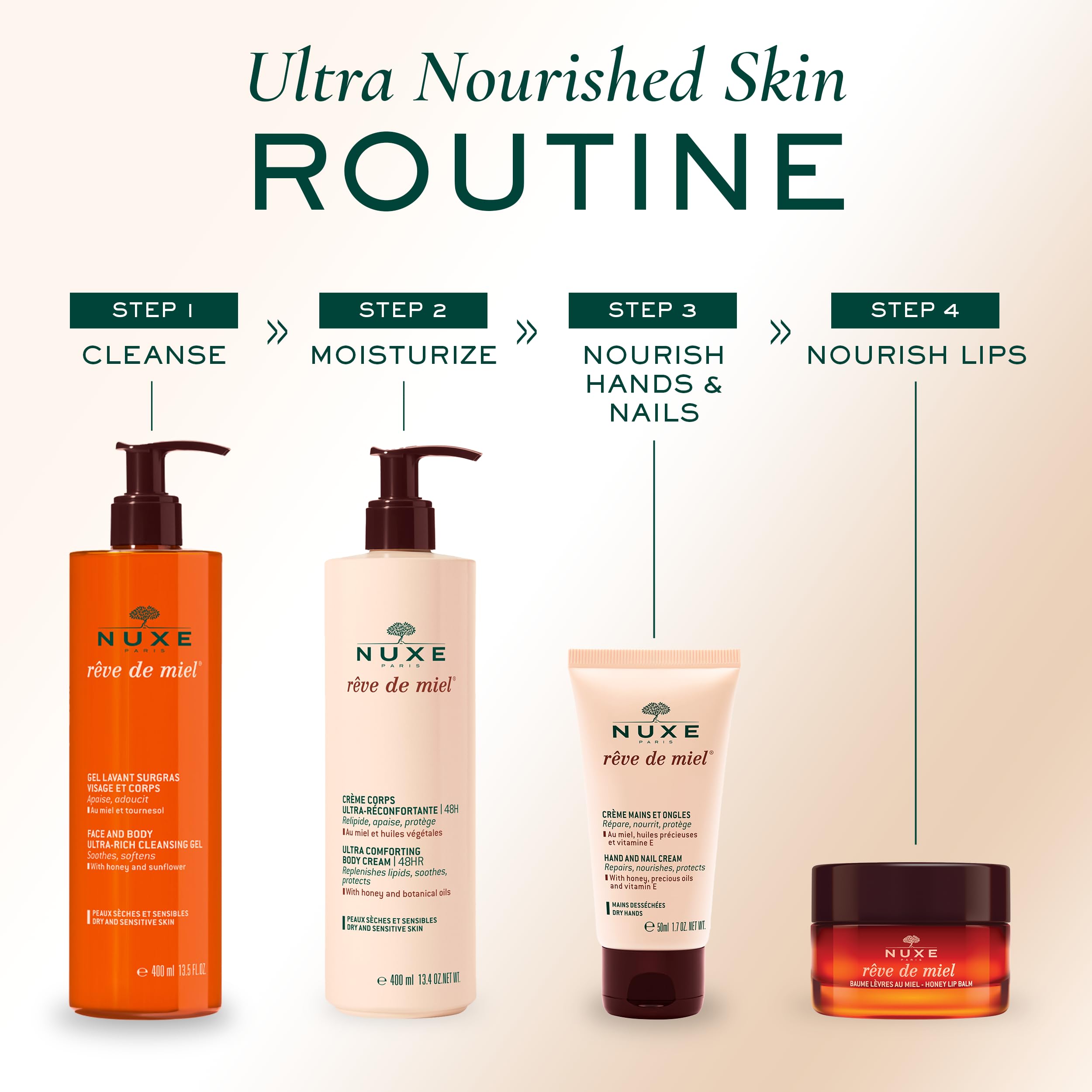 Nuxe Reve de Miel Hand Cream - Nourishing & Protective Hand Care for Dry Hands