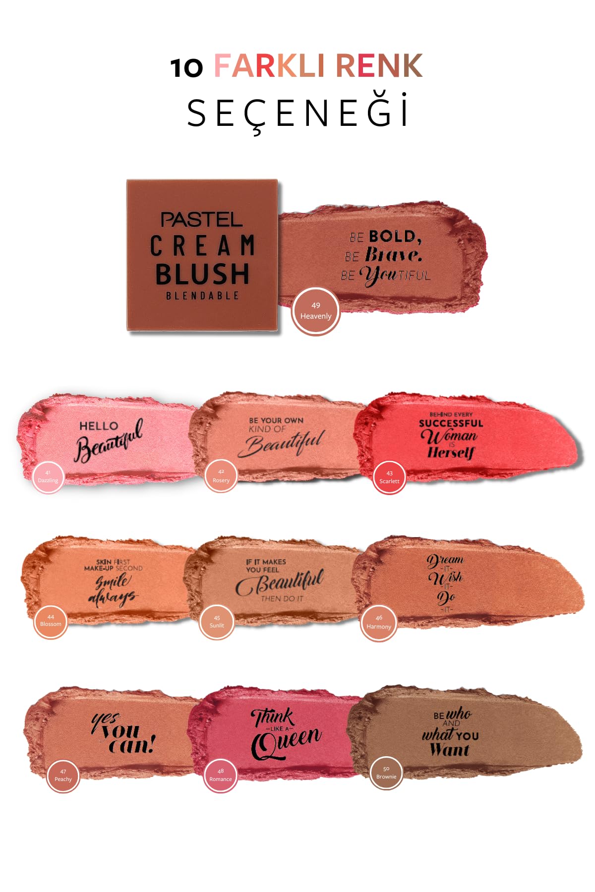 Pastel Creamblush Blendable 3.6g No:49 Heavenly - Cruelty-Free, Dermatologically Approved Cream Blush for Natural Makeup Looks