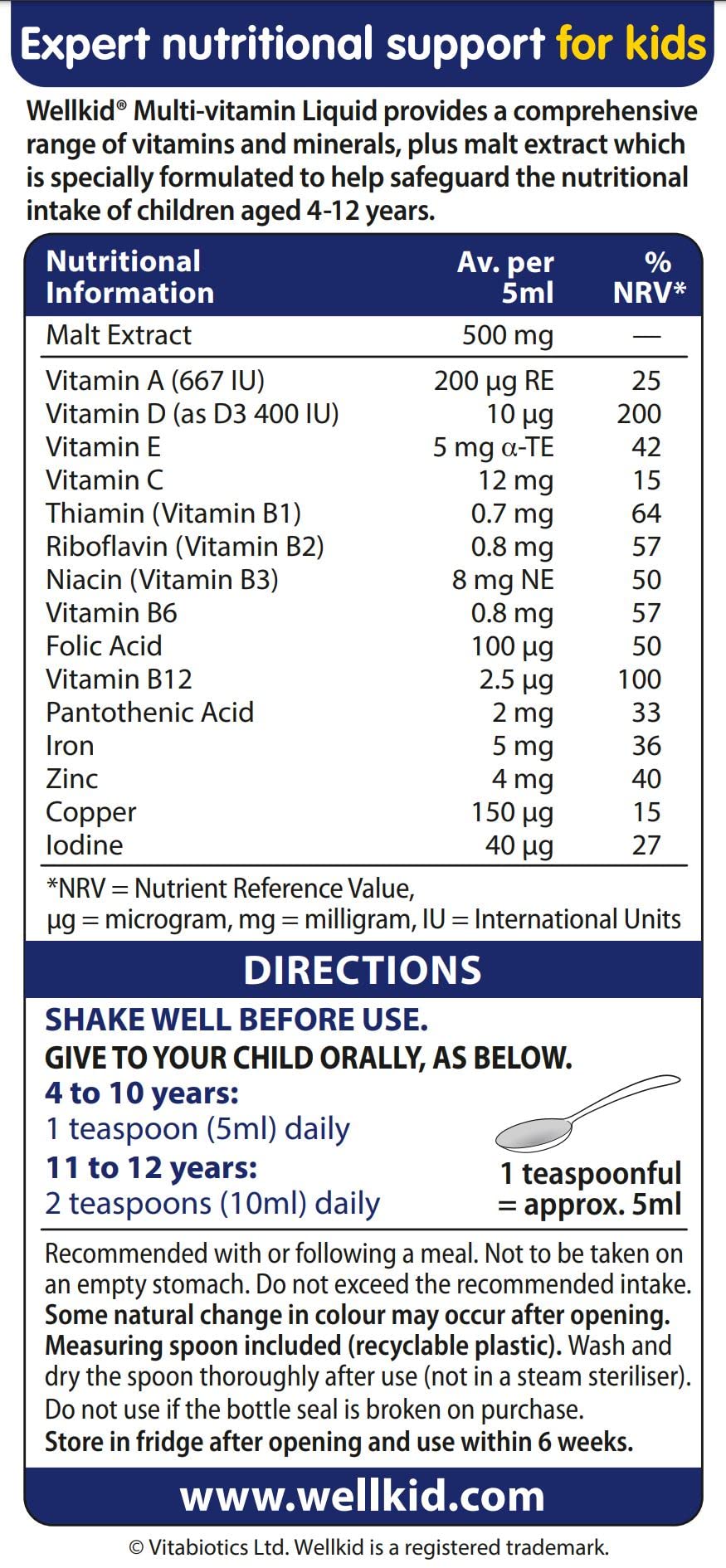 Vitabiotics Wellkid Immune Liquid 150ml Orange Flavored