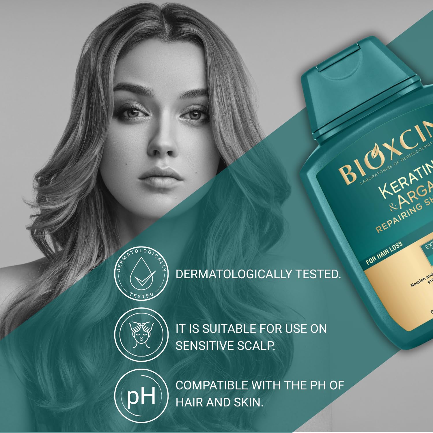 Bioxcin Keratin & Argan Repair Shampoo for Damaged Hair - 10.14 fl oz