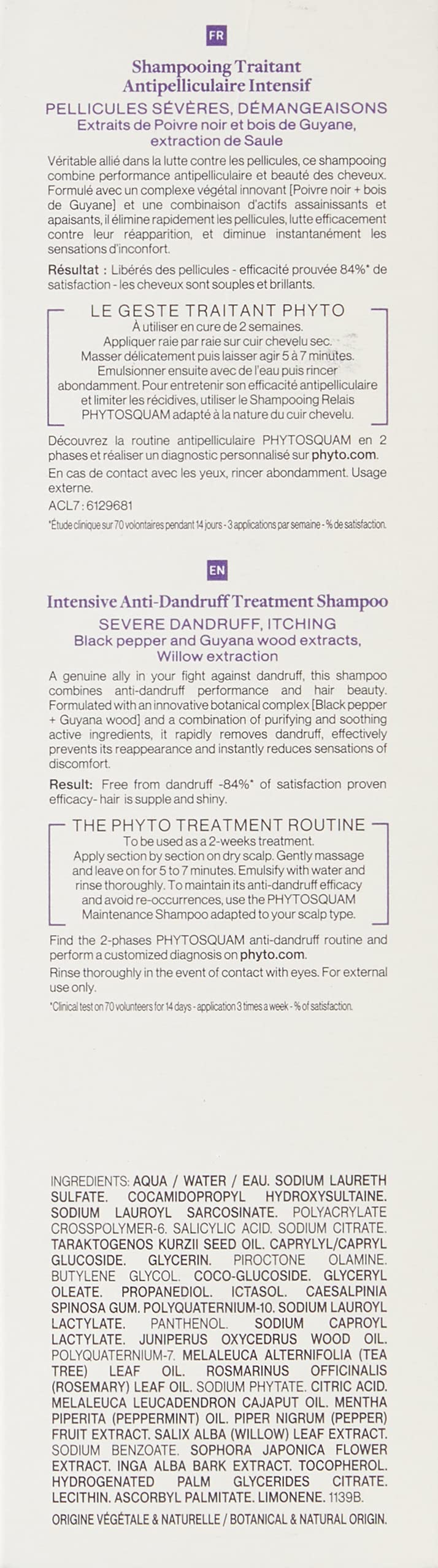 Phyto Phytosquam Intensive Anti-Dandruff Shampoo 125ml