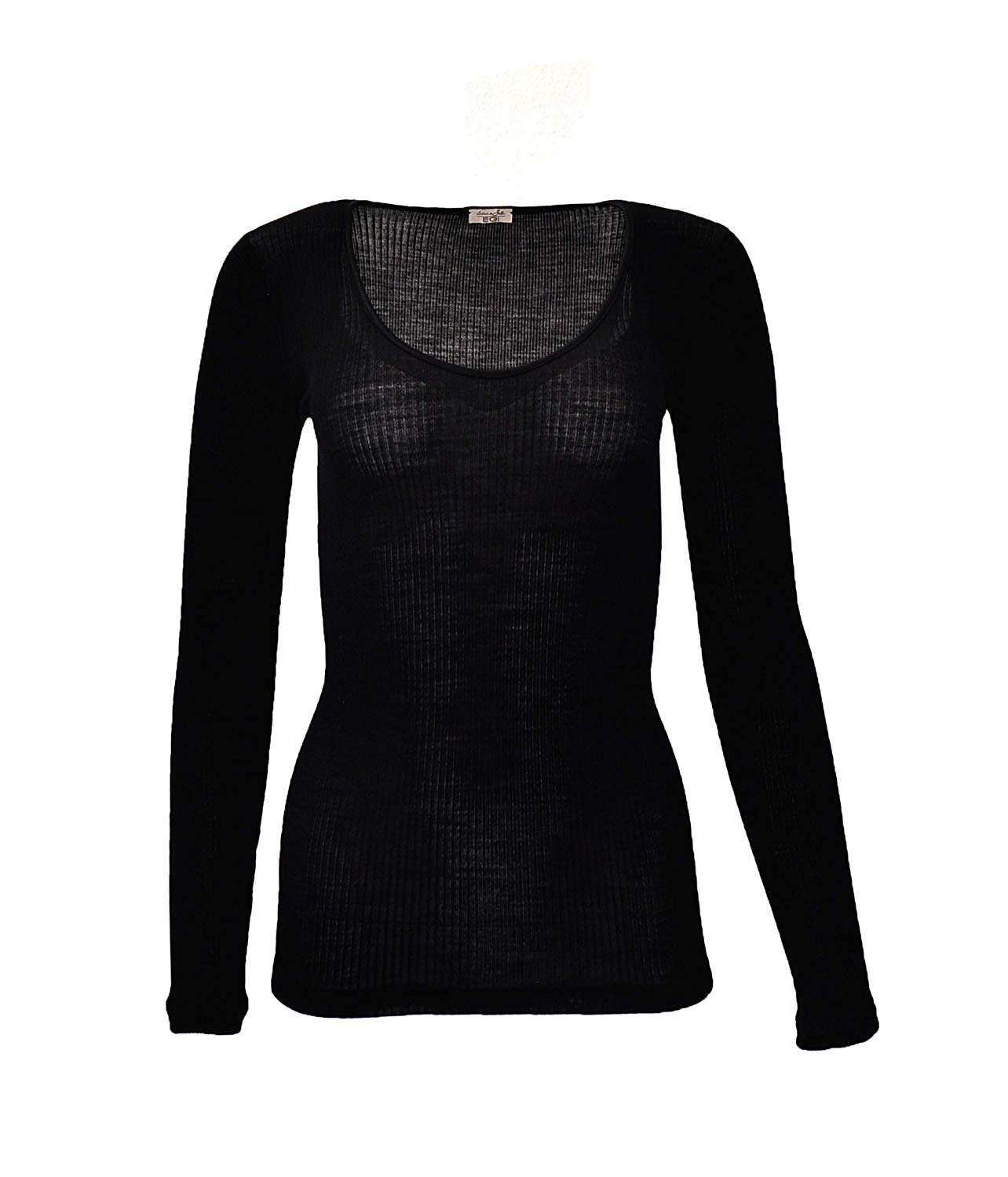 tittimitti EGi Luxury Wool Silk Long Sleeve Top with Satin Trim. Proudly Made in Italy (1437) — back view
