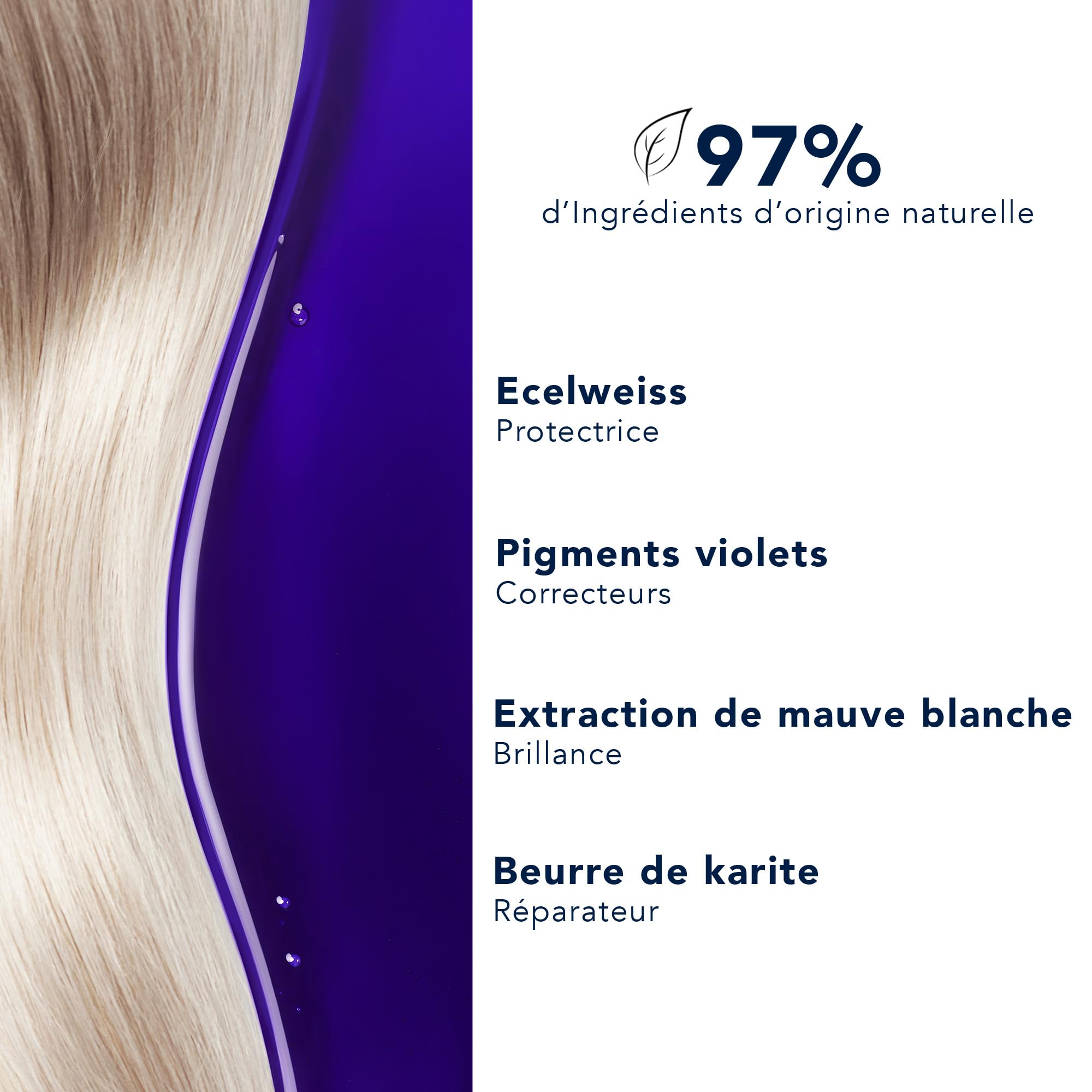 Phyto Purple Hair Mask - Neutralize Brassy Tones, Natural Care for Blonde, Grey, White Hair