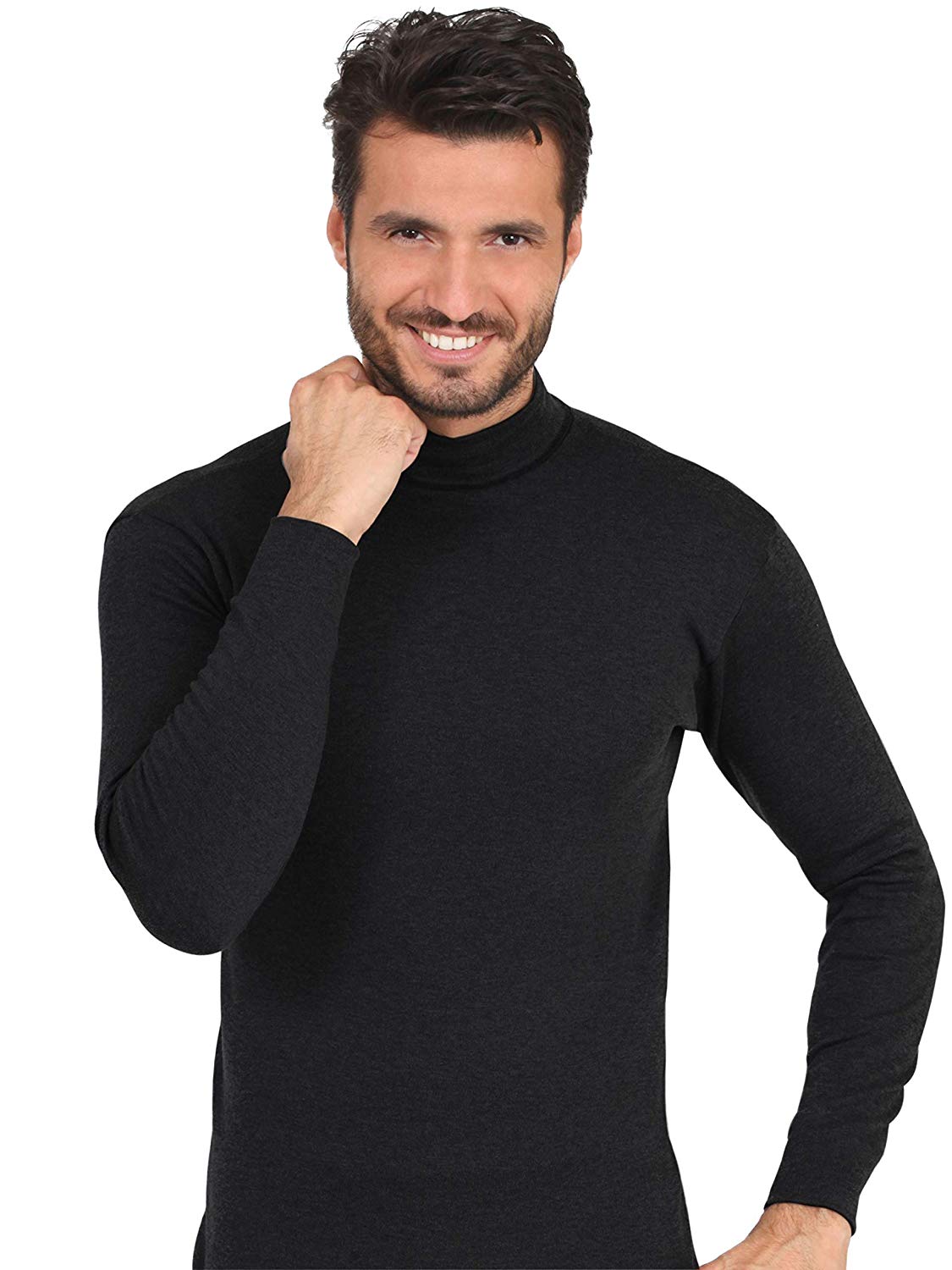 BASIC COTTON Free Spirit Premium Quality 100% Brushed/Fleece Cotton Men's Turtleneck Made in Italy (955) — view 6
