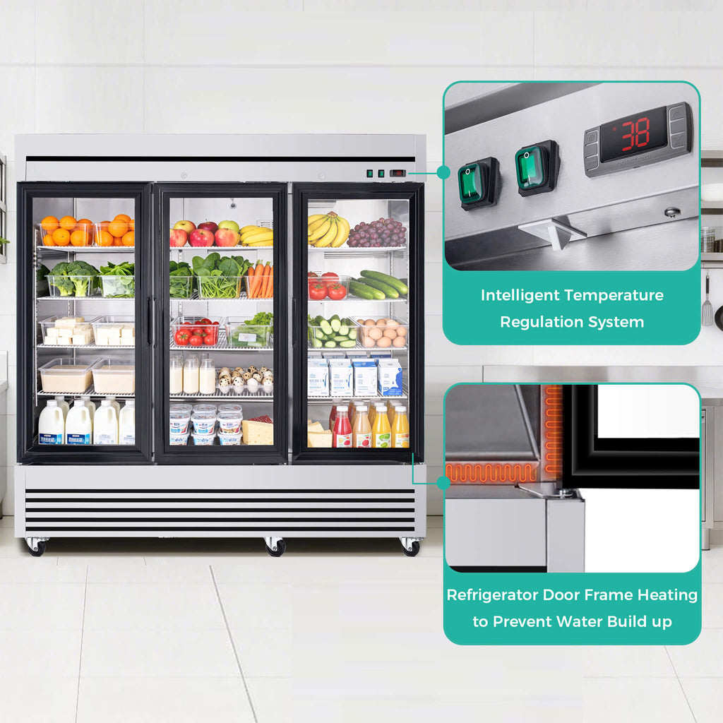 72 Cu.Ft Triple-Door Stainless Steel Commercial Reach-In Display Refrigerator (SAK26394) – SAKSBY WHOLESALE, view 3