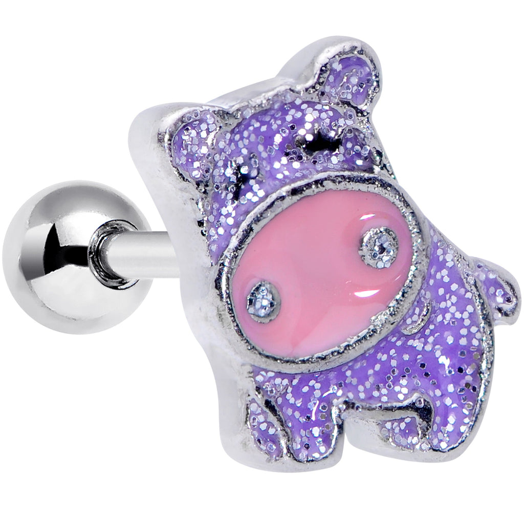 BodyCandy 16G 1/4 Happy Purple Hippo Cartilage Tragus Earring — main product shot