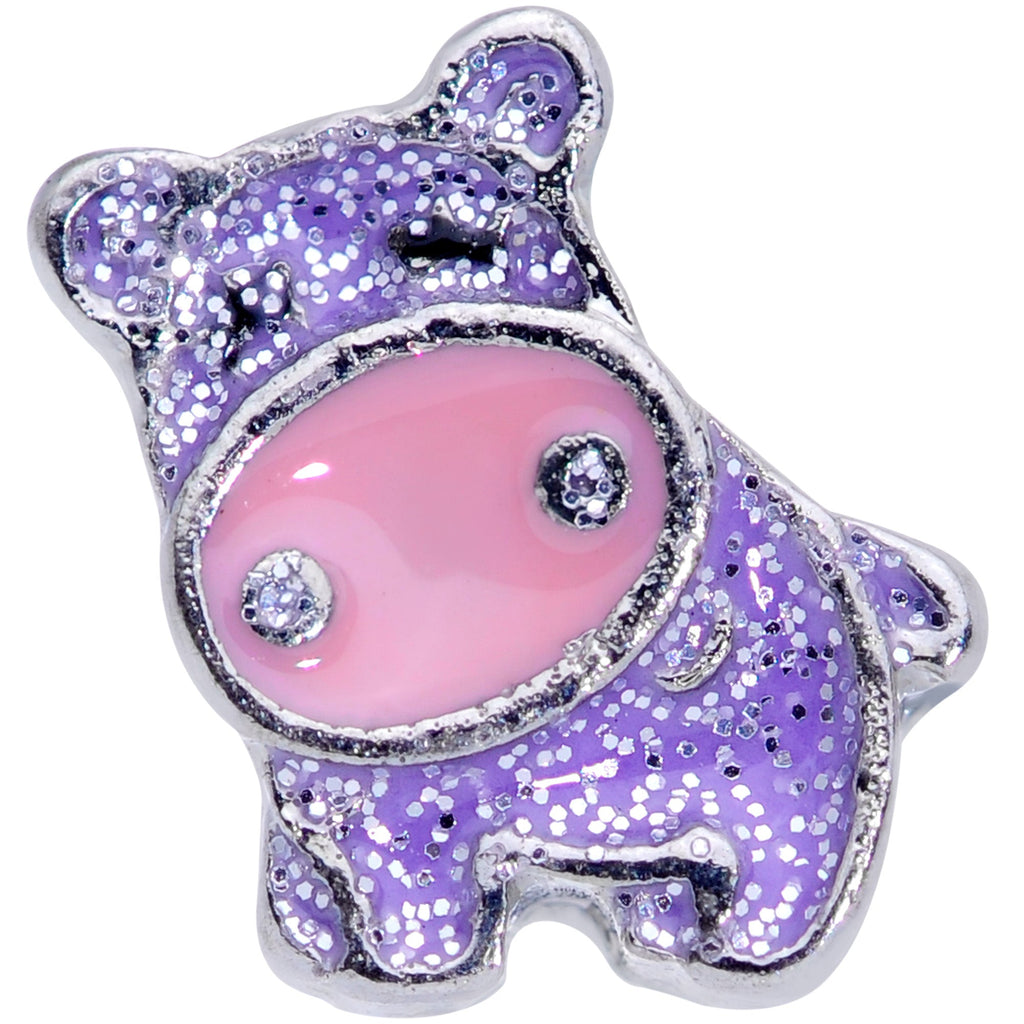 BodyCandy 16G 1/4 Happy Purple Hippo Cartilage Tragus Earring — detail close-up