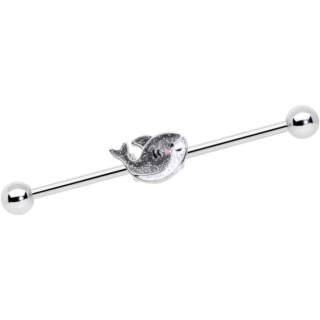 BodyCandy 14G Sweet Smiling Whale Industrial Barbell 38mm — main product shot