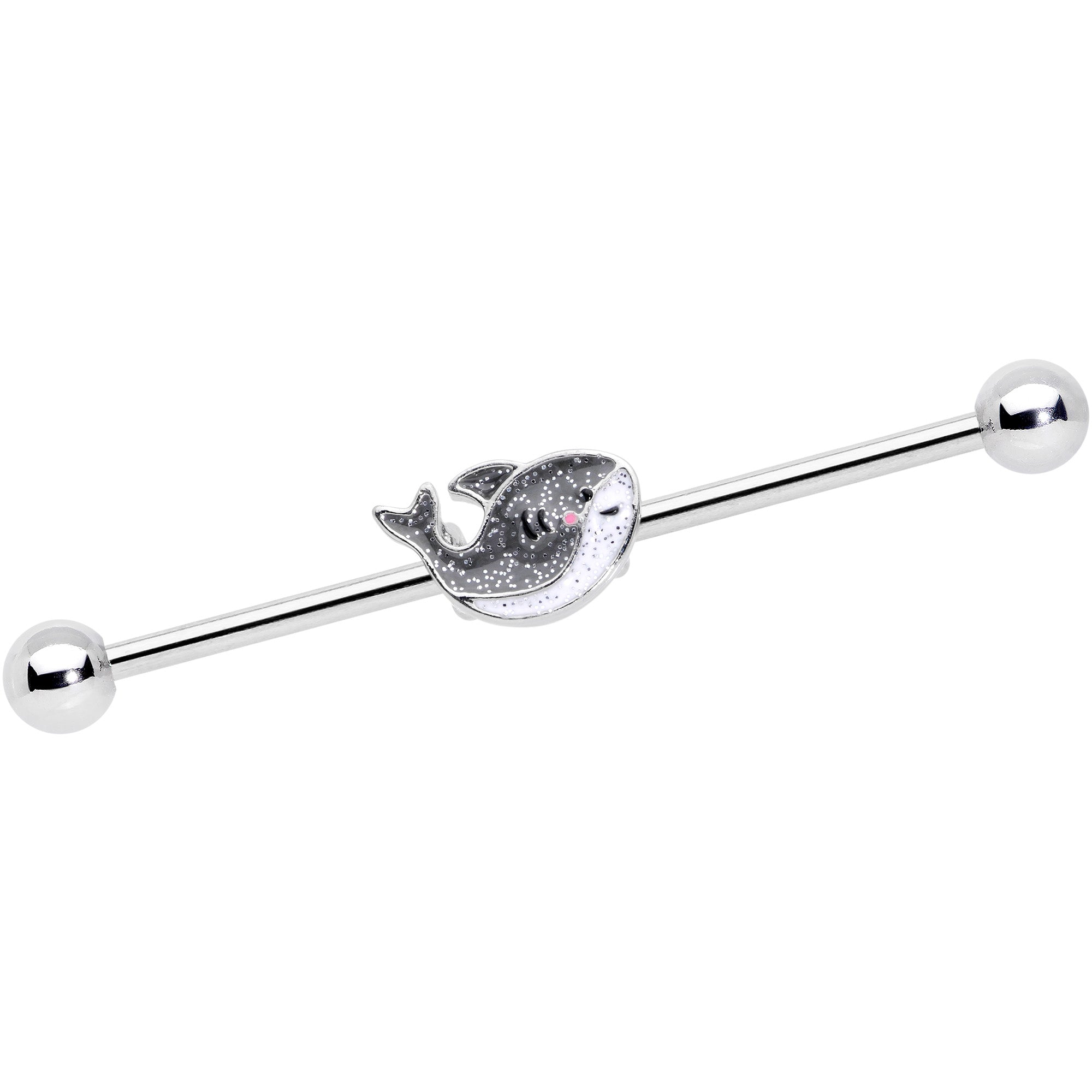 BodyCandy 14G Sweet Smiling Whale Industrial Barbell 38mm — main product shot