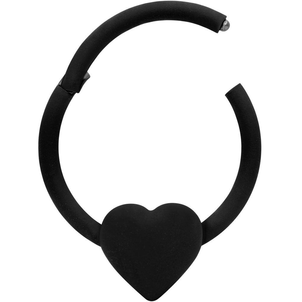 BodyCandy 18G 3/8 Black Matte Little Heart Hinged Segment Ring — lifestyle context
